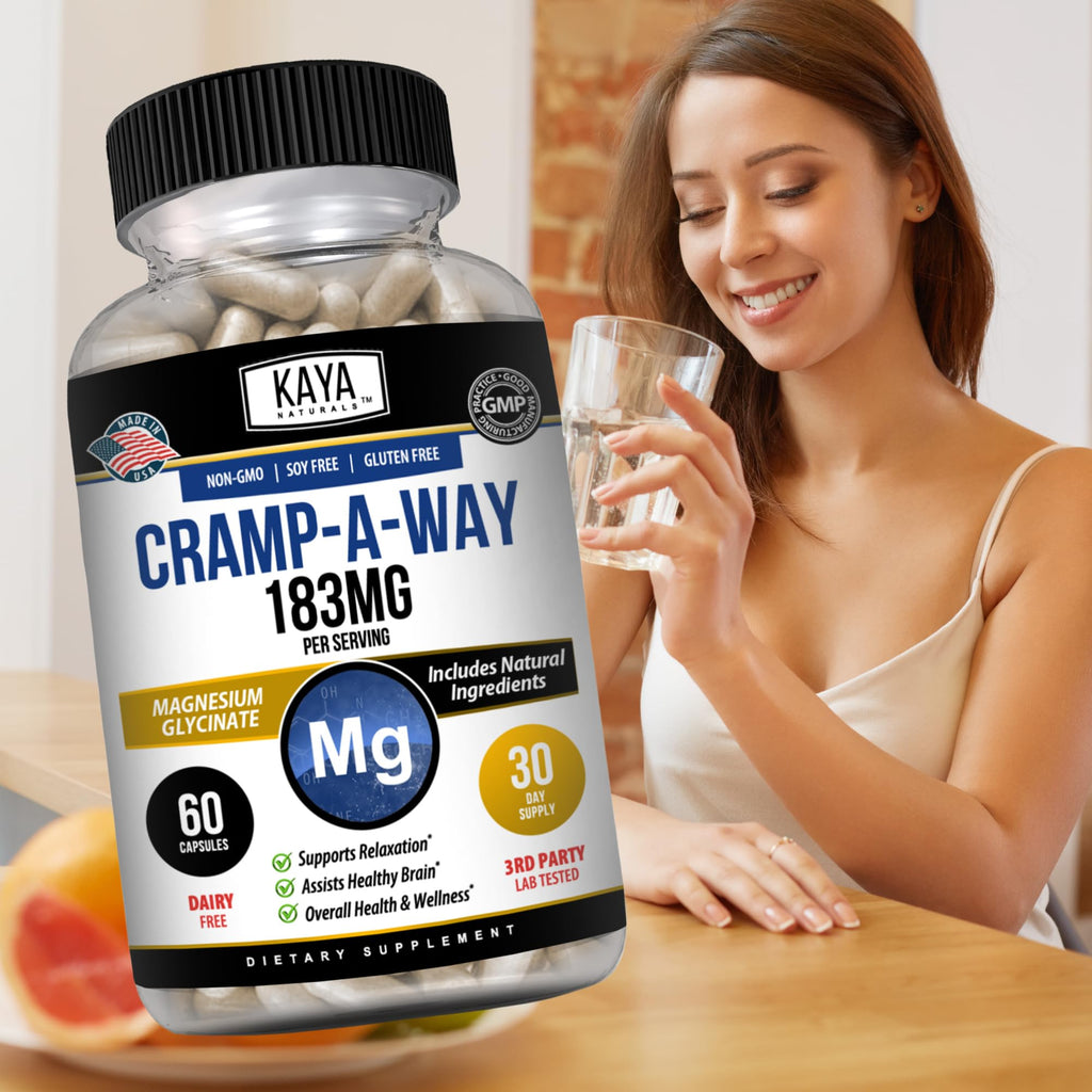 Kaya Naturals Cramp-A-Way Magnesium Glycinate 183mg (60 Count (Pack of 1) Kaya Naturals Au supplements