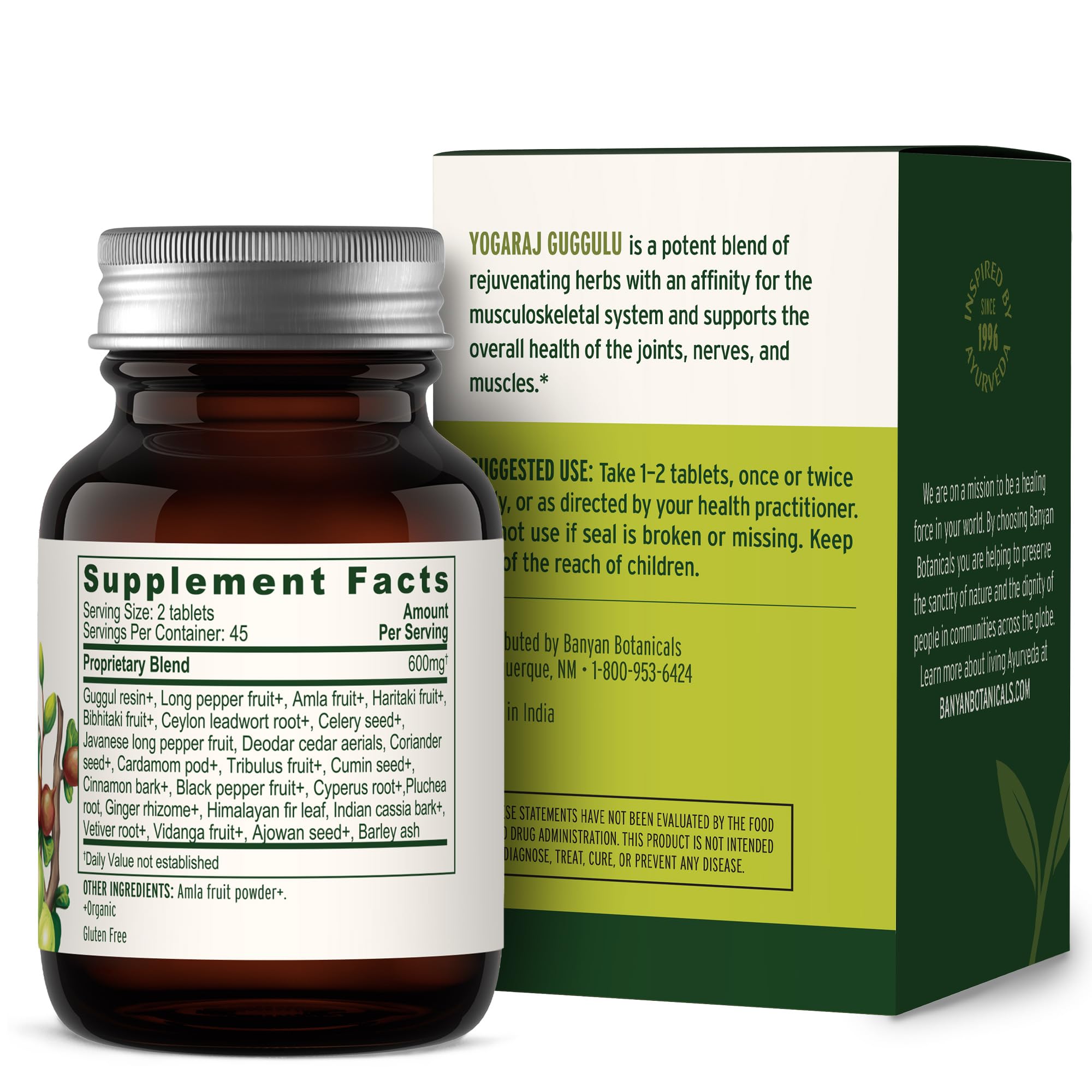 Banyan Botanicals Organic Yogaraj Guggulu – Joint Support & Mobility Supplement – Ayurvedic Herbal Blend for Flexibility, Neuromuscular Comfort – Deep Systemic Detox – 90 Tablets – USDA Organic* Banyan Botanicals Au supplements