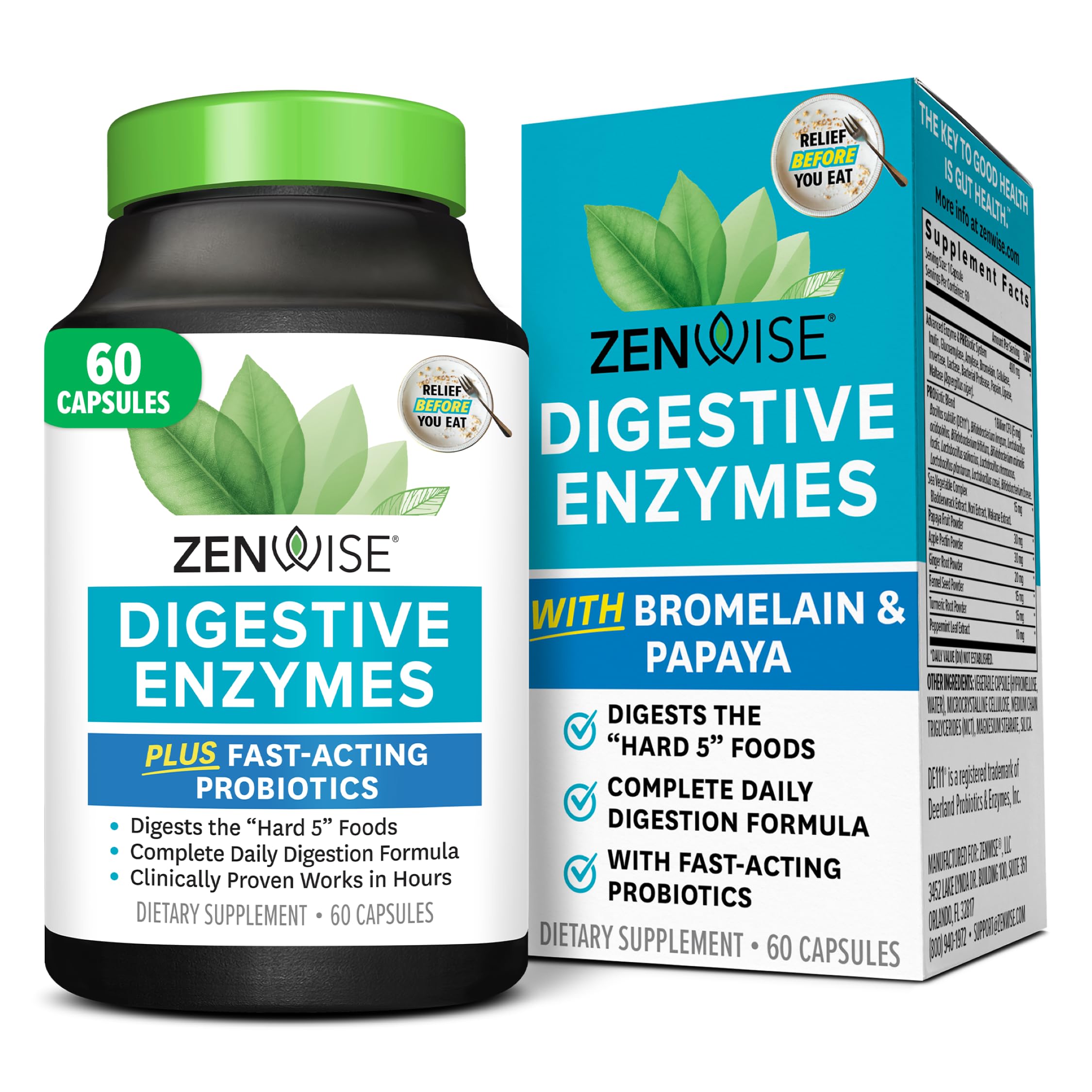 Zenwise Health Digestive Enzymes with Bromelain & Papaya - Multi Enzymes Digestion Supplement with Probiotics & Prebiotics for Gut Health, Gas & Bloating Relief - Men & Women - 60 Vegetarian Capsules Zenwise Health Au supplements