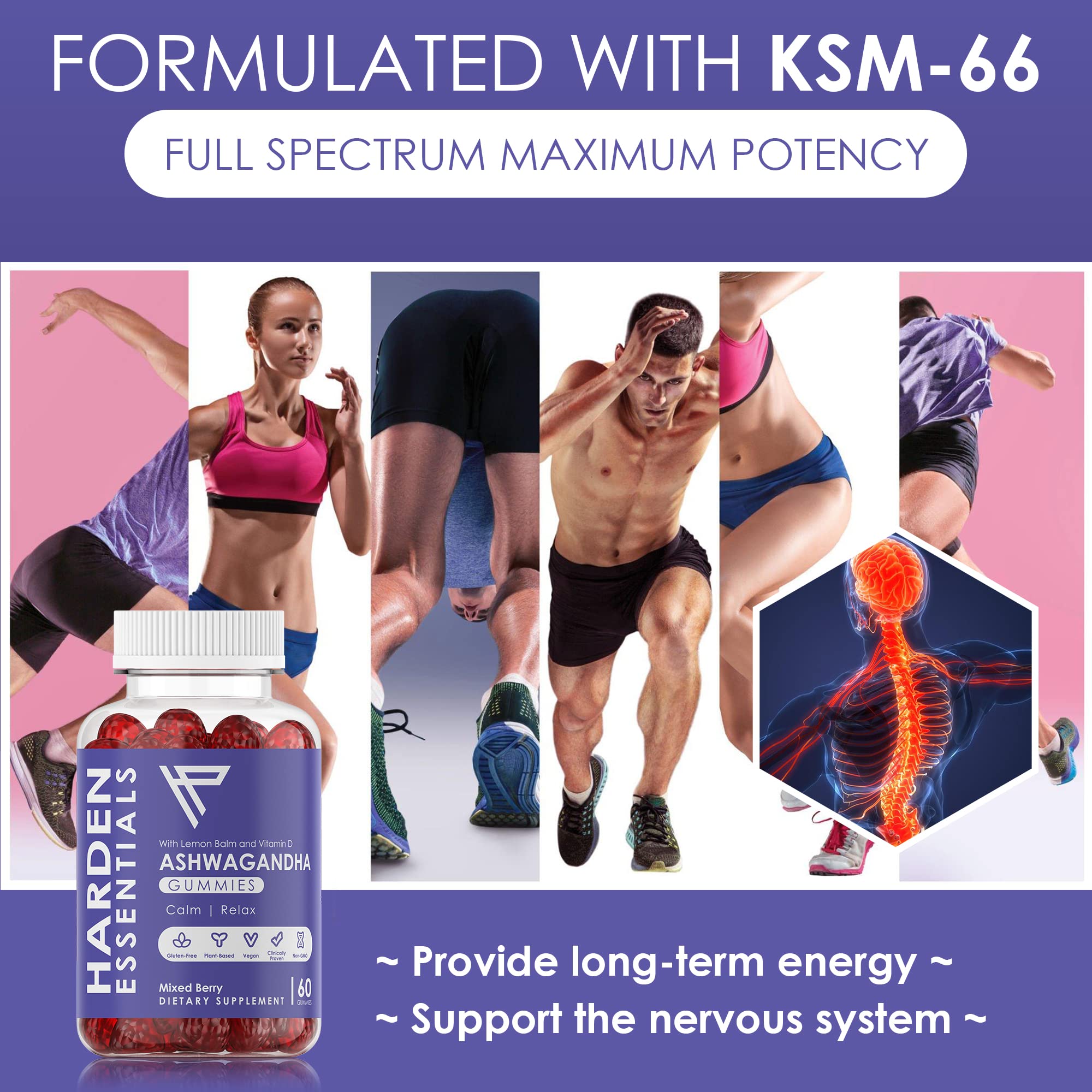 KSM-66 Ashwagandha Gummies 750mg Per Gummy – 1,500mg Per Serving – Stress & Cortisol Support – with Lemon Balm & Vitamin D – 60 Count (30 Day Supply) – Vegan – Harden Essentials Harden essentials Au supplements
