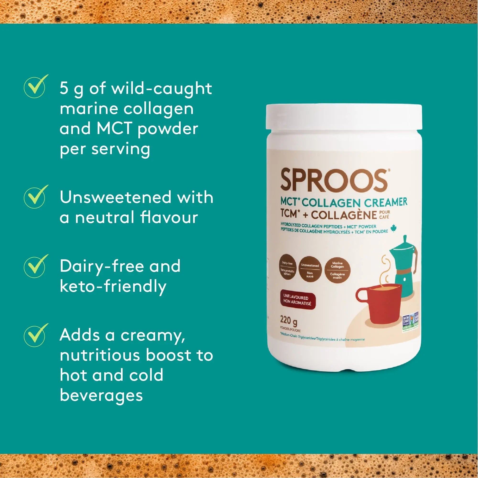 SPROOS - MCT Collagen Creamer - Beverage Powder - Hydrolised Collagen Peptides & MCT Powder - Healthy Fats SPROOS Au supplements