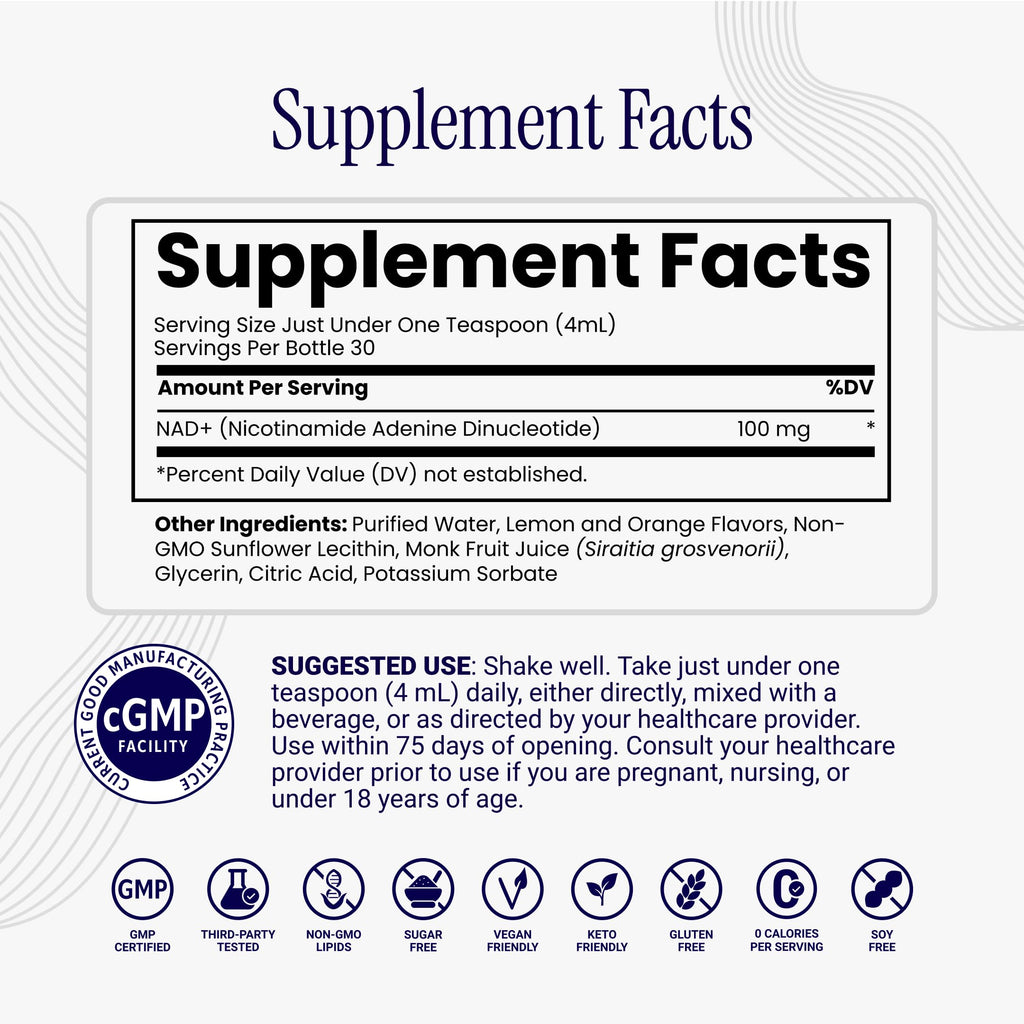 Rho Nutrition Liposomal NAD+ – Liquid Supplement Designed to Help Support Absorption – Active Form of NAD+ Helps Support Normal Cellular Health, Healthy Aging