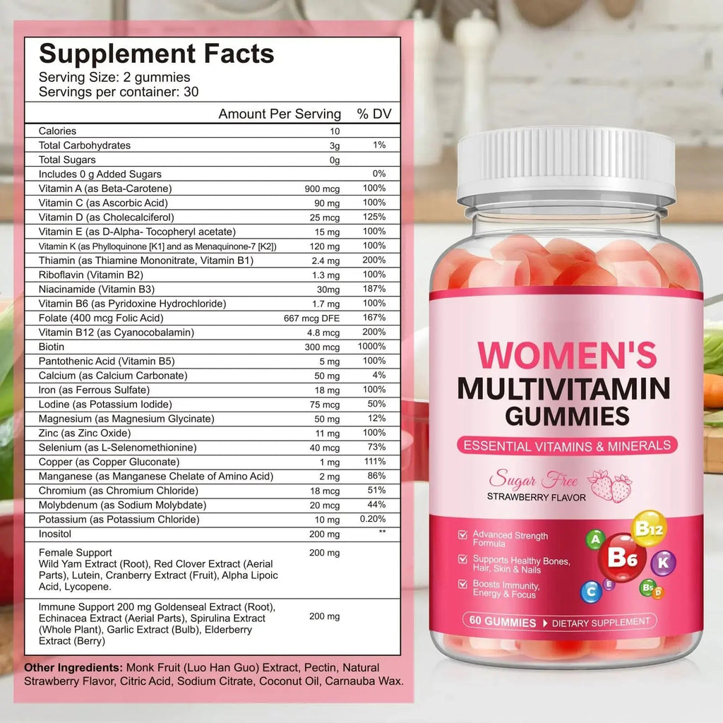 Women's Multivitamin Gummy, Vitamins A, C, D, E, K, B6, and B12 Womens Daily Multivitamin Gummy for Hair,Skin & Nails, Immune Energy Frovetani Au supplements