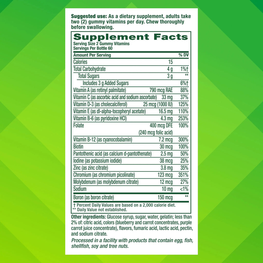 vitafusion Adult Gummy Vitamin Supplement for Men, Berry Flavored, A, C, D, E, B6, B12, Daily, 120 Count, 60 Day Supply Vitafusion Au supplements