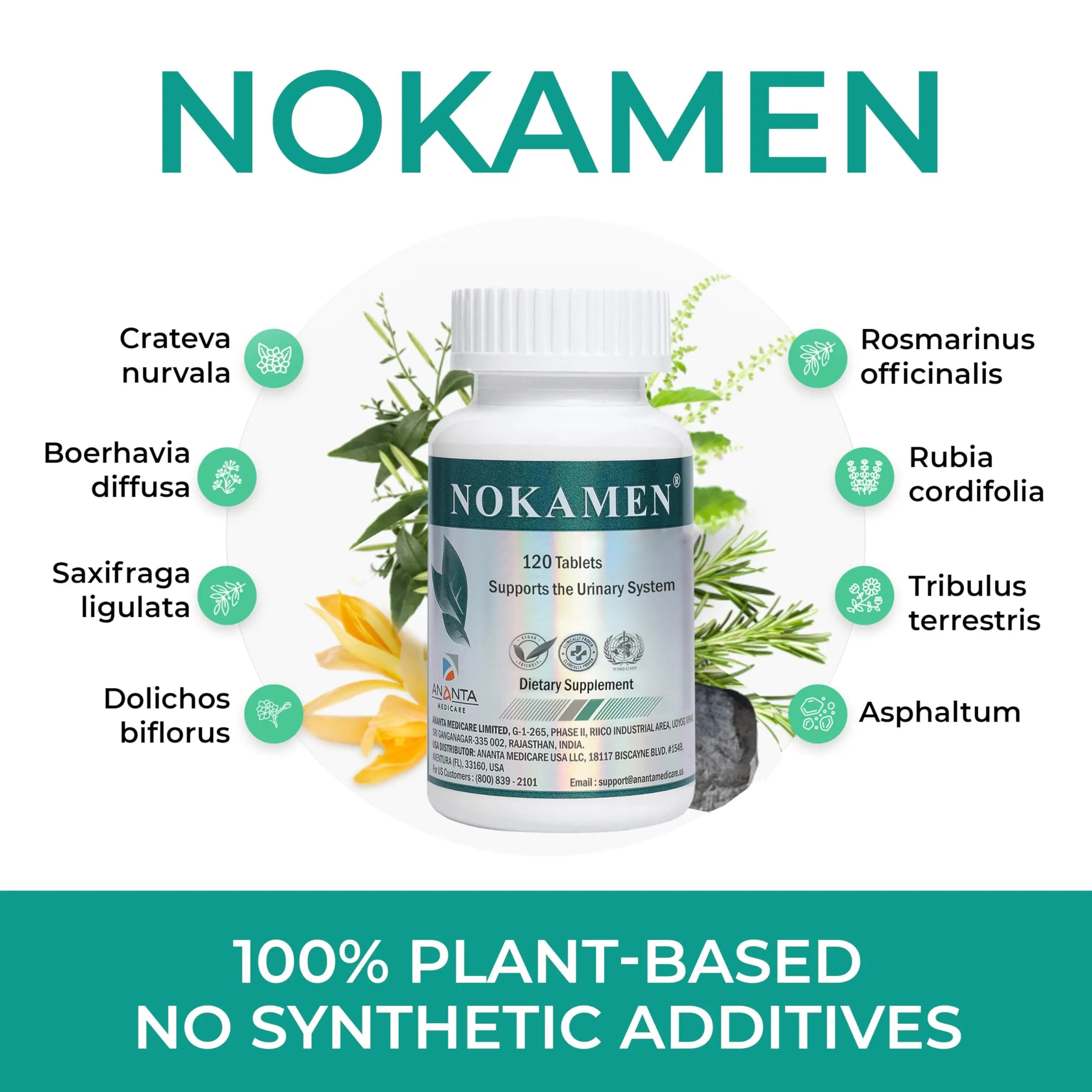 Ananta Medicare USA NOKAMEN – Kidney & Urinary Tract Support Herbal Formula, 120 Tabs Ananta Medicare USA Au supplements