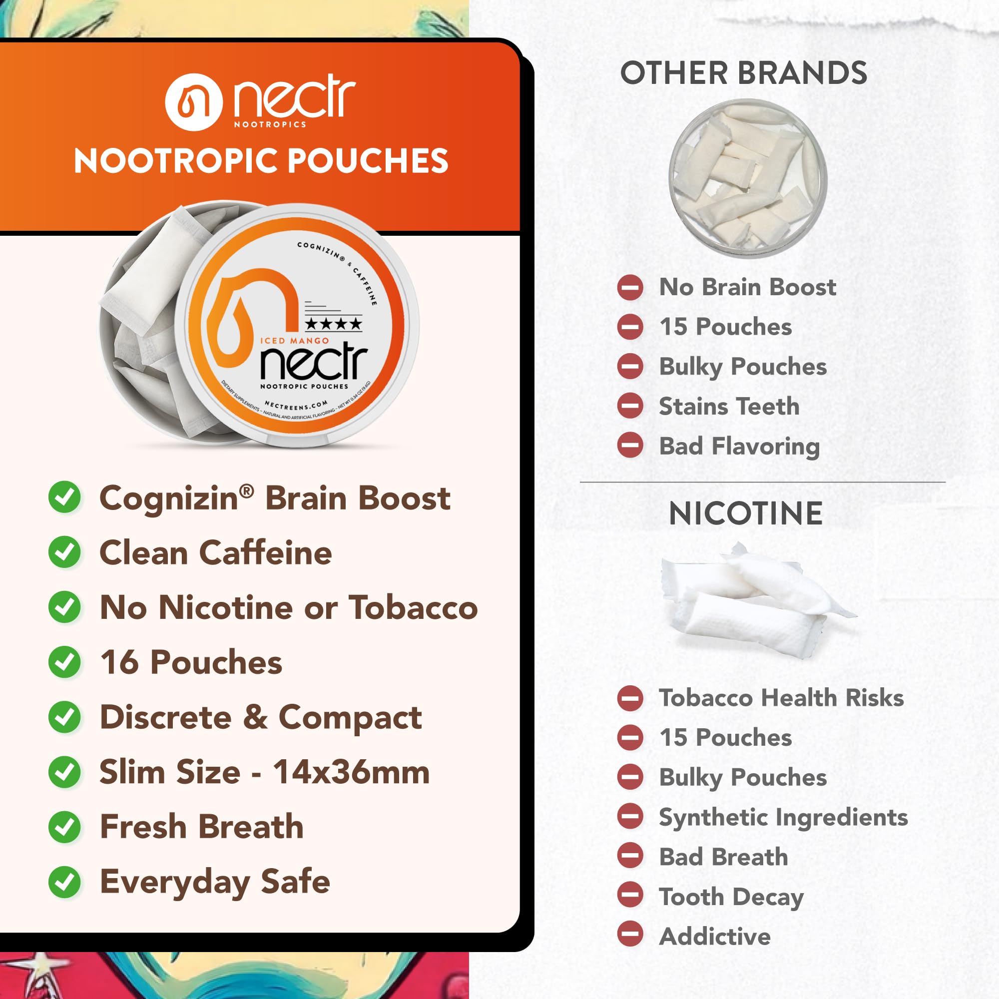 Nectr Energy Nootropic Pouches – Berry Blast Flavored, Caffeine Pouches with Cognizin® Citicoline. Sugar-Free Brain Treats. Smooth, Sustained Focus & Energy Supplement - 1 Puck of 16pcs Nectr Au supplements