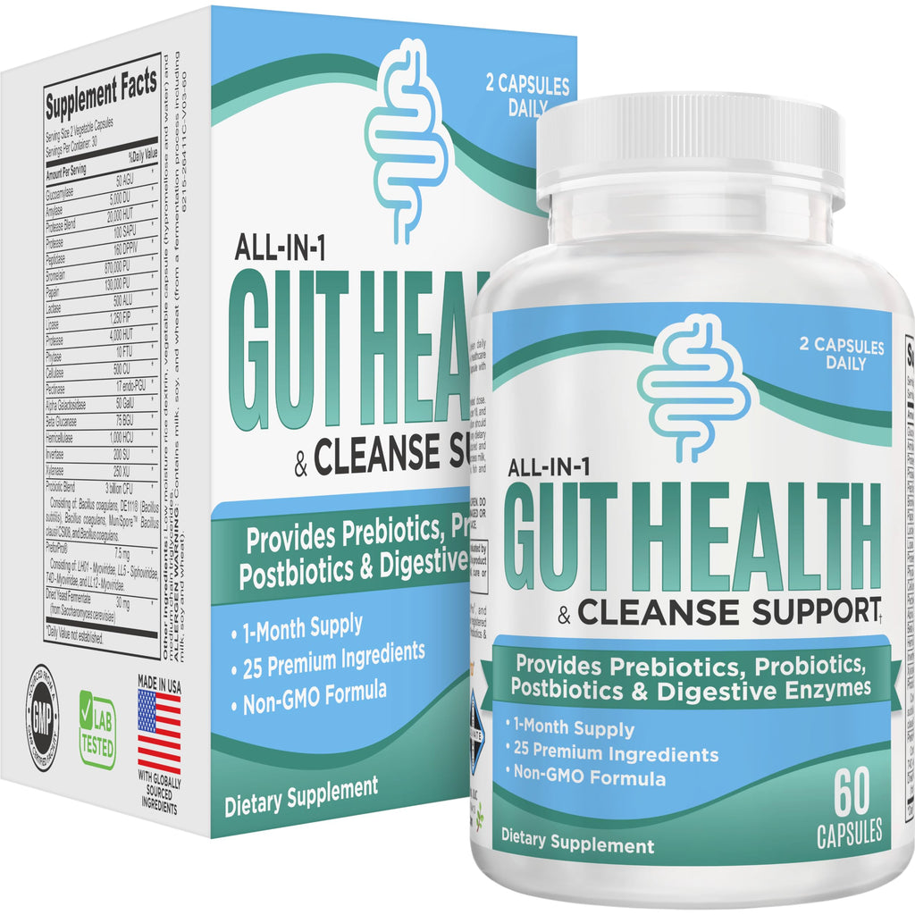 Gut Health Support Supplement (25-in-1) with Prebiotics, Probiotics, Postbiotics & Digestive Enzymes | Gut Supplements | 60 Capsules Elevate Recovery Supplements Au supplements