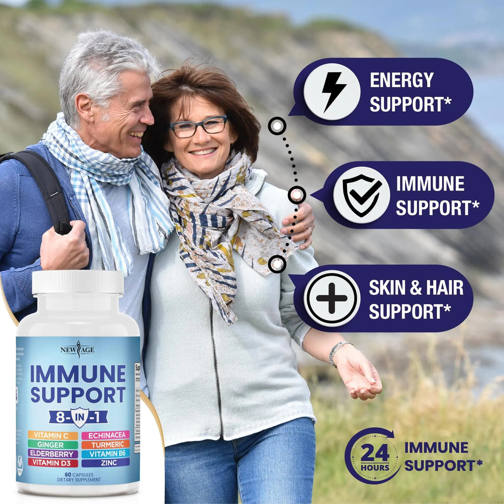 NEW AGE 8 in 1 Immune Support Booster Supplement with Echinacea, Vitamin C NEW AGE Au supplements