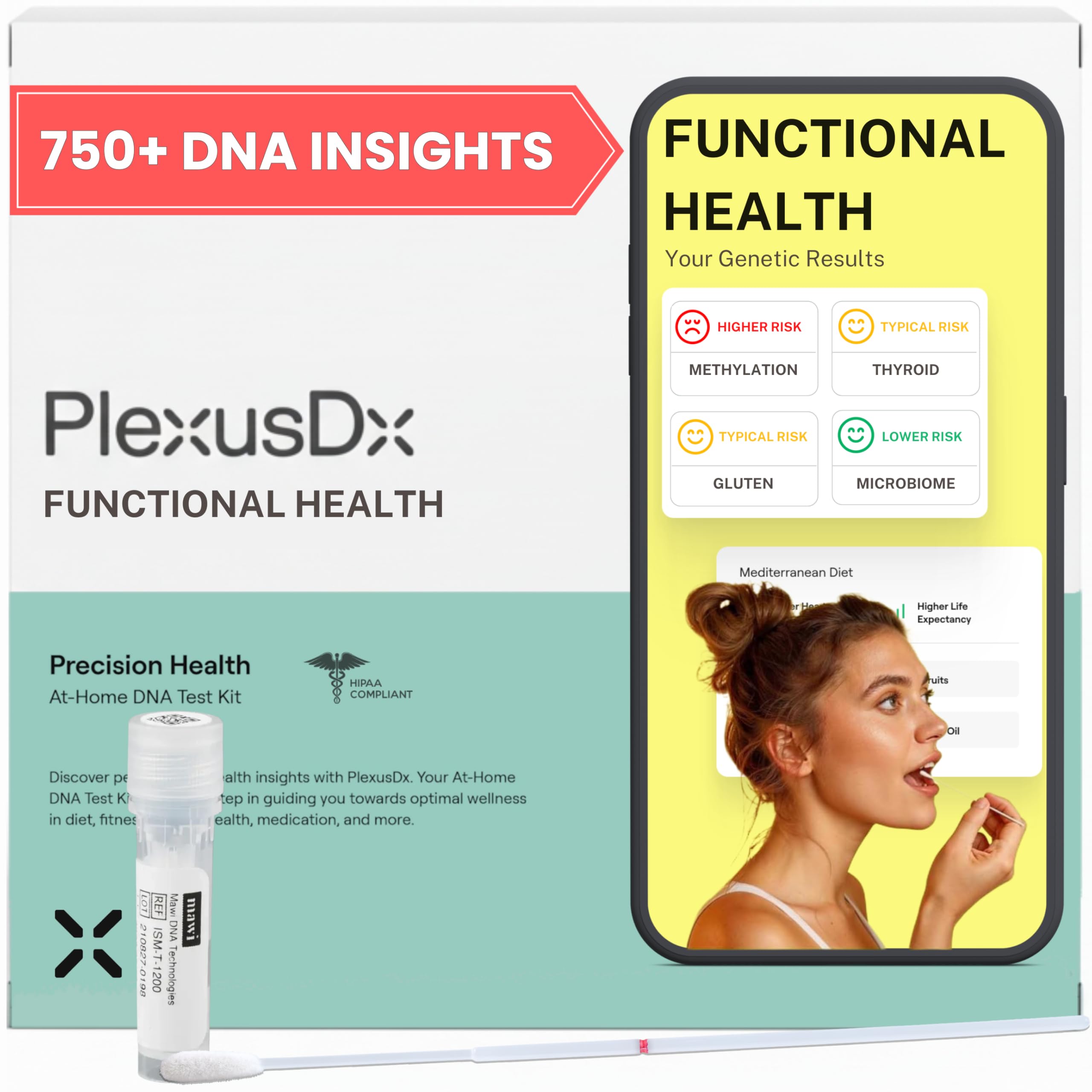 Genetic Methylation Test & Functional Health DNA Test | 750+ DNA Reports Including MTHFR, Cardiovascular, Nutrition, Gut Health, Hormones, Microbiome | Supplement & Diet Recommendations PlexusDX Au supplements