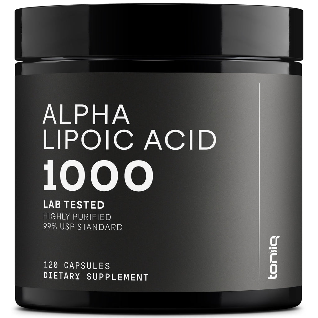 Toniiq 1000mg Ultra High Strength Alpha Lipoic Acid Capsules - Highly Purified 99%+ USP Standard - 120 Capsules ALA Supplement Toniiq Au supplements