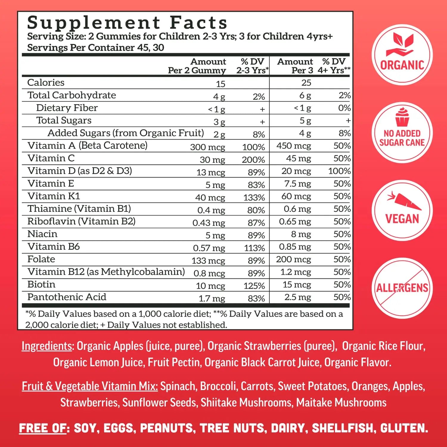 Llama Naturals Kids Multivitamin Gummies | Real Fruit, No Added Sugar Cane | Organic Vegan Toddler Whole Food Vitamins | Vitamin D, C & Beta Carotene Gummy Supplement Llama Naturals Au supplements
