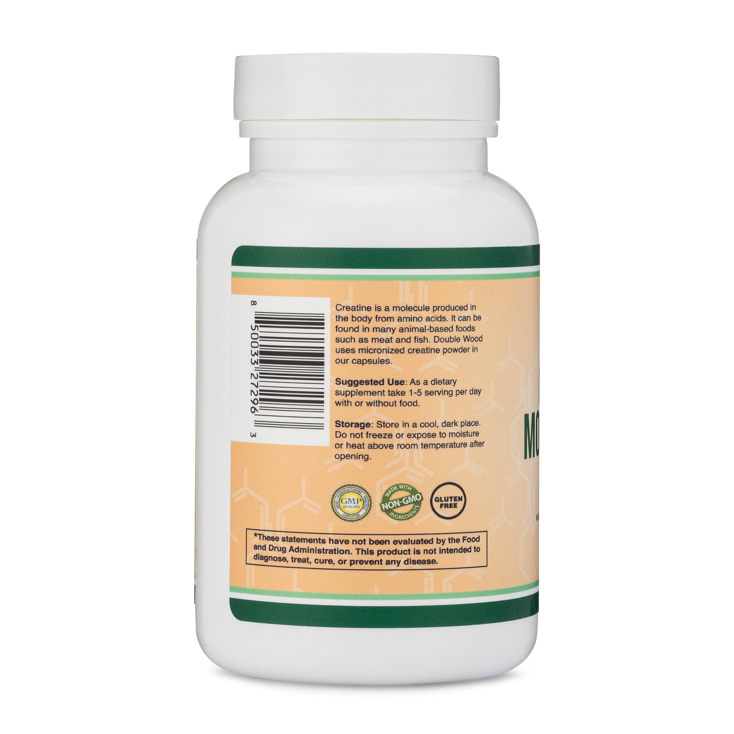 Creatine Monohydrate Capsules - 1g per Serving, 120 Count - No Fillers, Vegan Safe, Non-GMO, Gluten Free by Double Wood (Pack of 2)