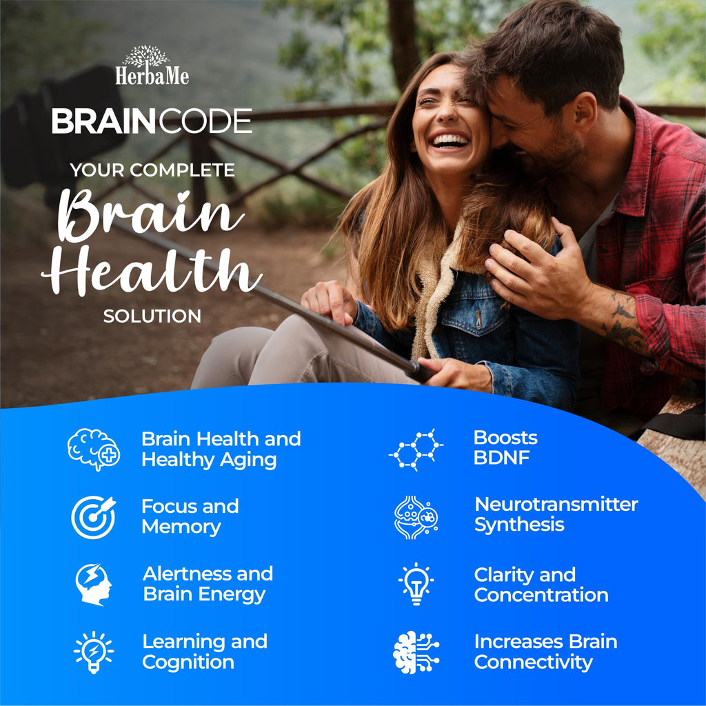 HerbaMe Brain Code Nootropic Brain Supplement for Memory and Focus | Supports Cognitive Health & Mental Clarity, Enhance Concentration | 90 Capsules HerbaMe Au supplements