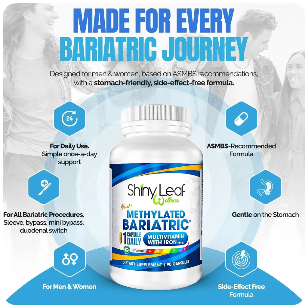 Shiny Leaf Methylated Bariatric Multivitamin with Iron 45mg – Once Daily Capsule, Made in USA, ASMBS Compliant Bariatric Vitamins Shiny Leaf Au supplements