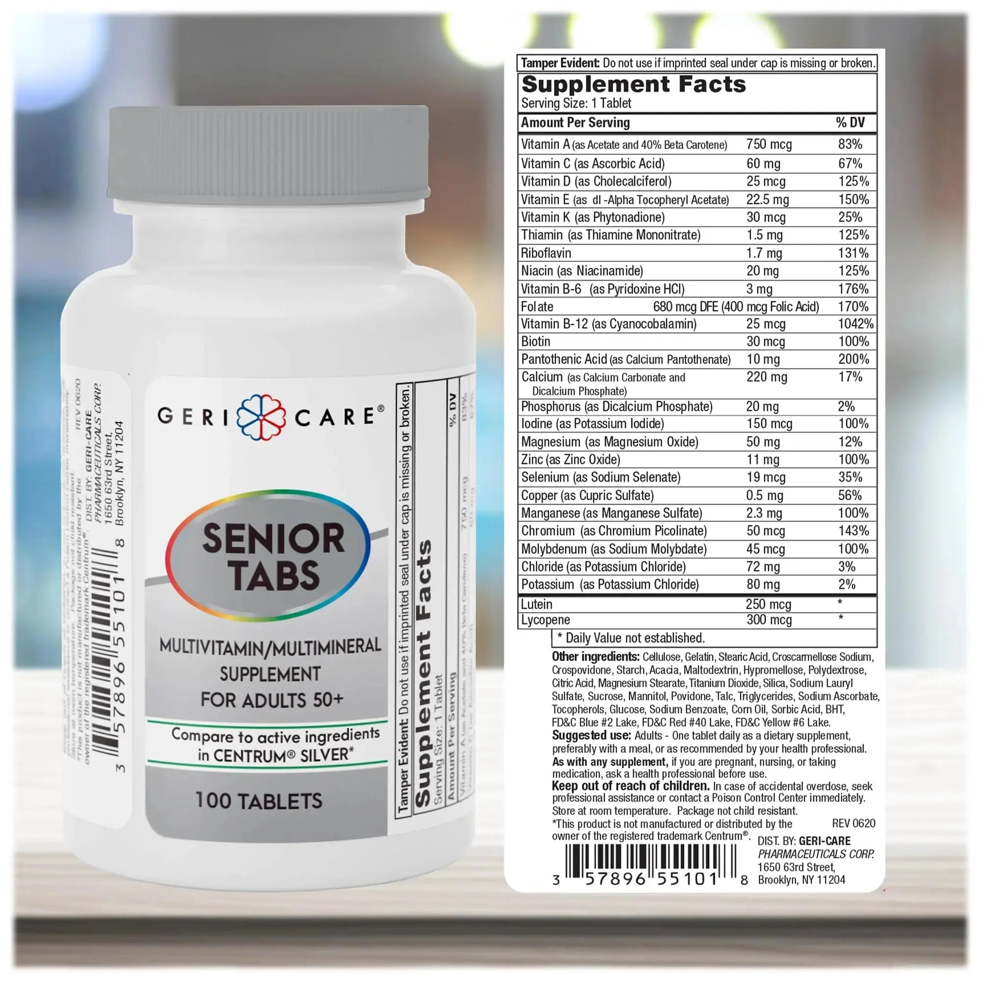 GeriCare Senior Tab 50+ Multivitamin and Minerals Tablets - Immune Support - Age-Defying Nutrition, 100 Count (Pack of 2) GeriCare Au supplements