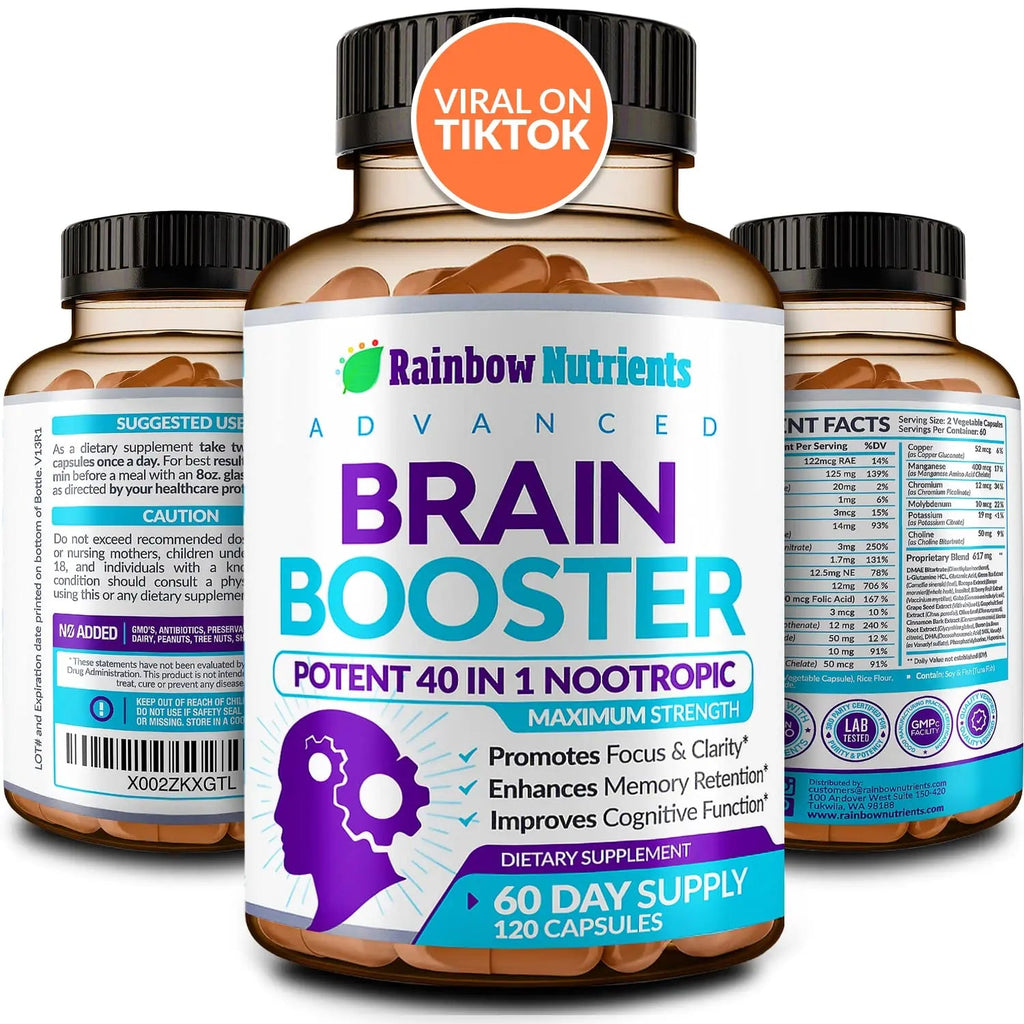 40-in-1 Brain Booster Supplements for Memory, Focus, Clarity, Energy, Performance Rainbow Nutrients, LLC Au supplements