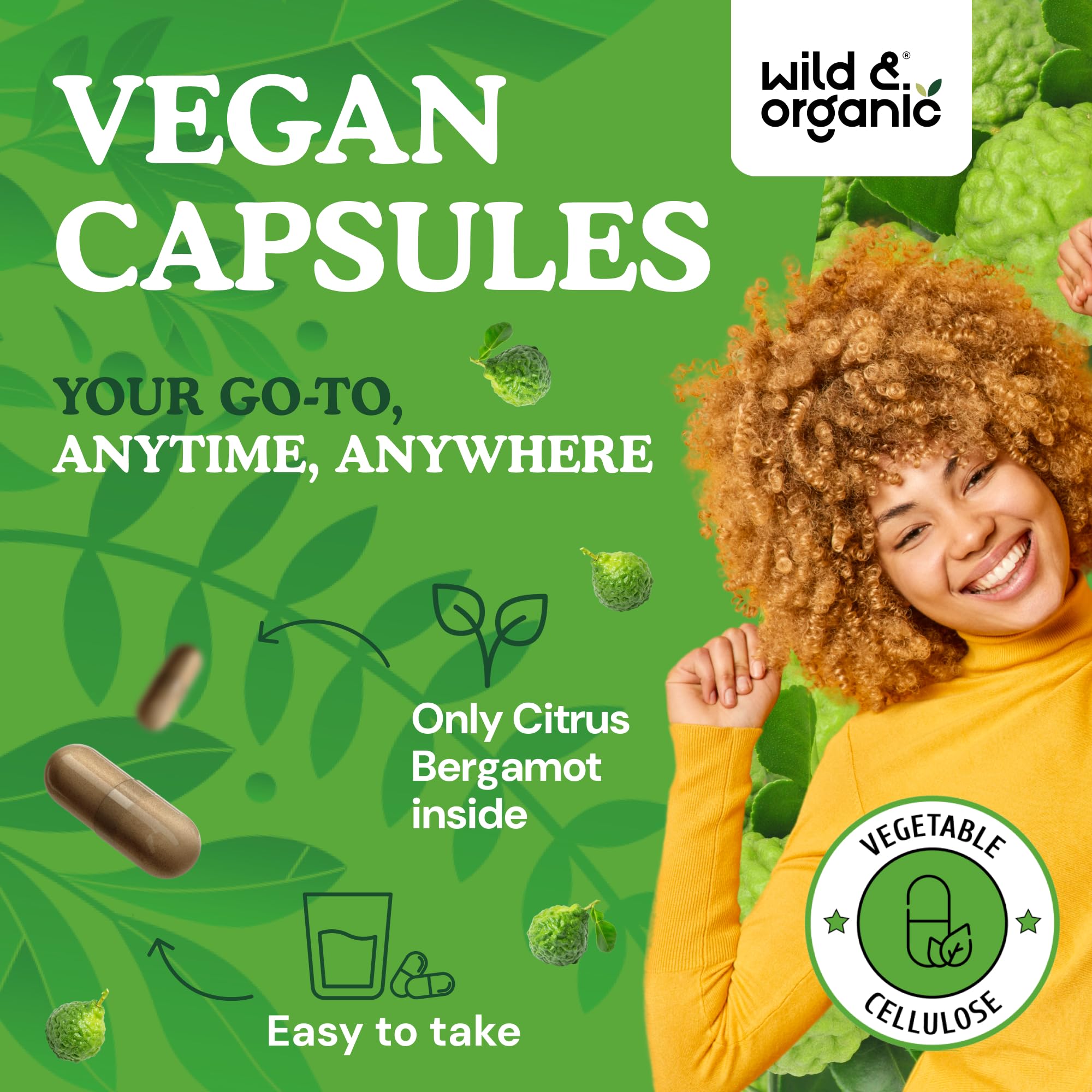 Wild & Organic Citrus Bergamot Capsules - Antioxidant & Overall Support - Citrus Bergamot Extract Capsules - Bergamia Fruit Powder Supplement