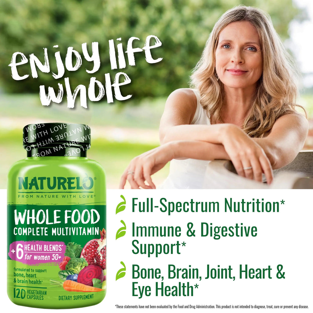NATURELO Whole Food Multivitamin for Women 50+ (Iron Free) with Vitamins, Minerals, & Organic Extracts - Supplement for Post Menopausal Women Over 50 NATURELO Au supplements