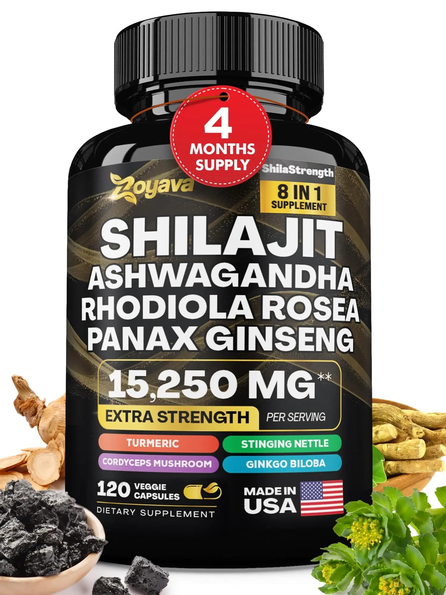 Zoyava Shilajit 9000MG Radiant Health Blend Ashwagandha 2000MG Rhodiola Rosea Zoyava Au supplements