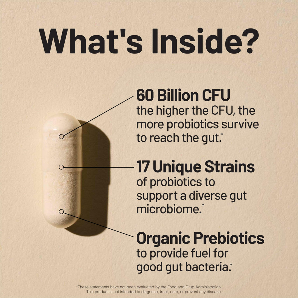NatureWise Probiotics 60 Billion CFU - 17 Strains + Organic Prebiotics - Immune, Digestive & Gut Health Support for Women & Men - Vegetarian, Gluten-Free,