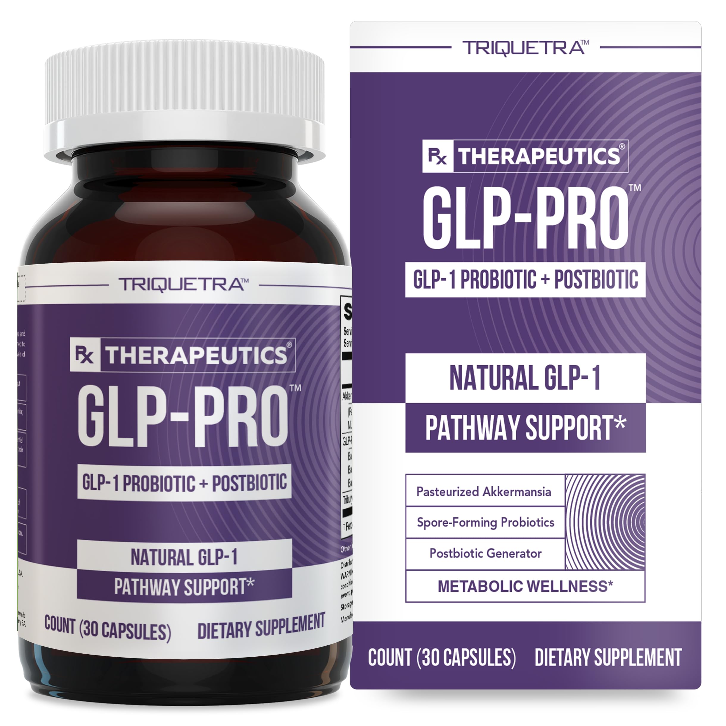 GLP-Pro™: Probiotic & Postbiotic Blend for Natural GLP-1 Support — Akkermansia MucT™, ButyraGen® Butyrate Generator & Spore Bacillus — Healthy Appetite, SCFA & Metabolic Balance — 30 Count Triquetra Health Au supplements