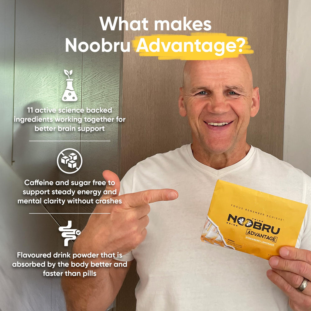 Noobru Аdvantage Nootropic - Delicious Nootropics Brain Supplement with 11 Active Ingredients - Natural Cognitive Enhancer - 20 Strawberry Lemonade Sachets - 1 Month Supply, 20 Count (Pack of 1) Noobru Au supplements