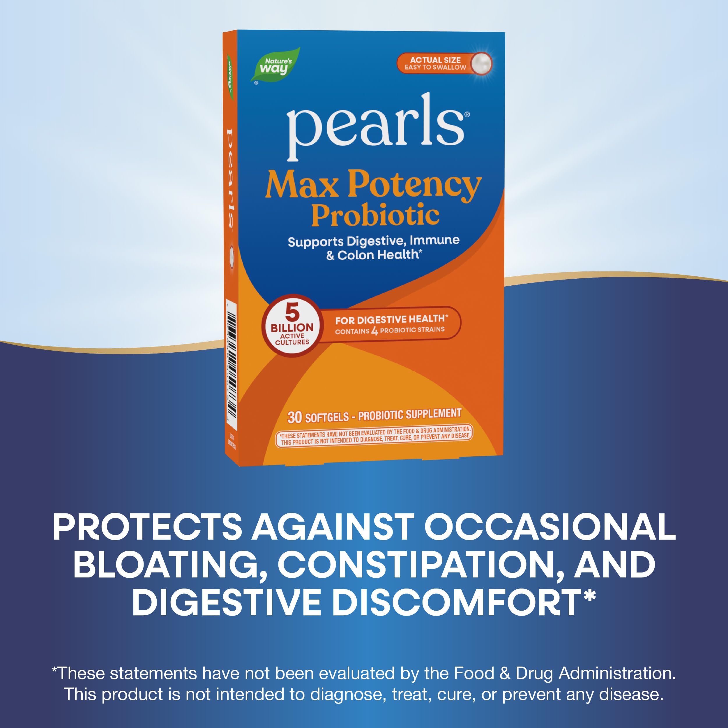 Nature's Way Pearls Max Potency Probiotic for Men and Women, Supports Digestive, Immune, Colon Health*, 5 Billion Live Cultures, No Refrigeration Required, 30 Softgels Nature's Way Au supplements