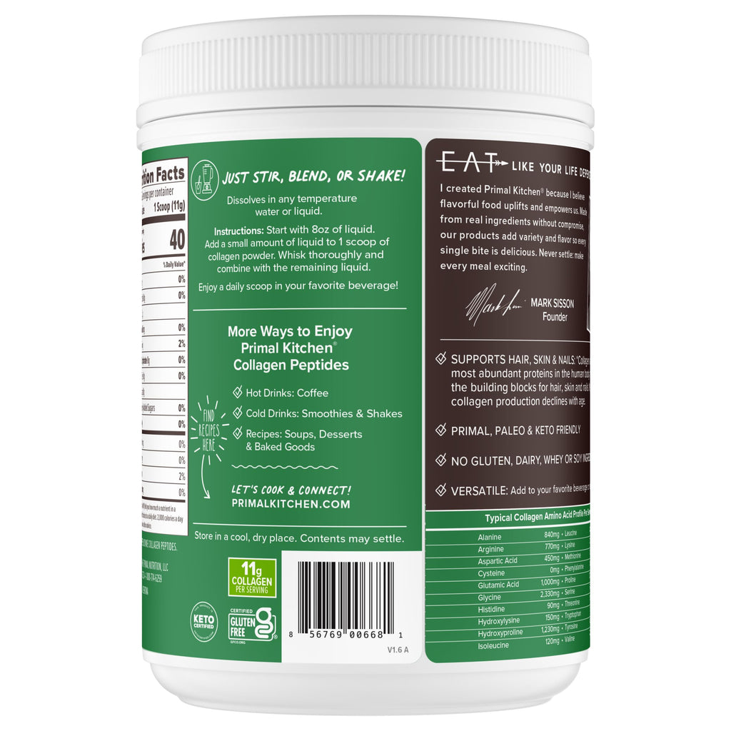 Primal Kitchen Collagen Peptides, Unflavored Collagen Powder, 1.2 Pounds