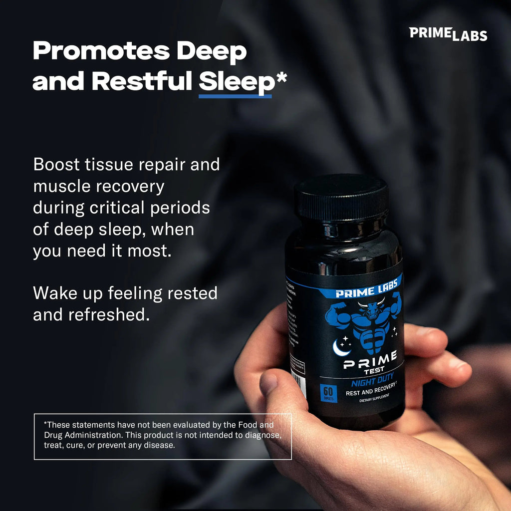 Prime Labs Night Duty - Nighttime Testosterone Booster & Sleep Support - PM Rest & Muscle Recovery Supplements - 60 Count Prime Labs Au supplements