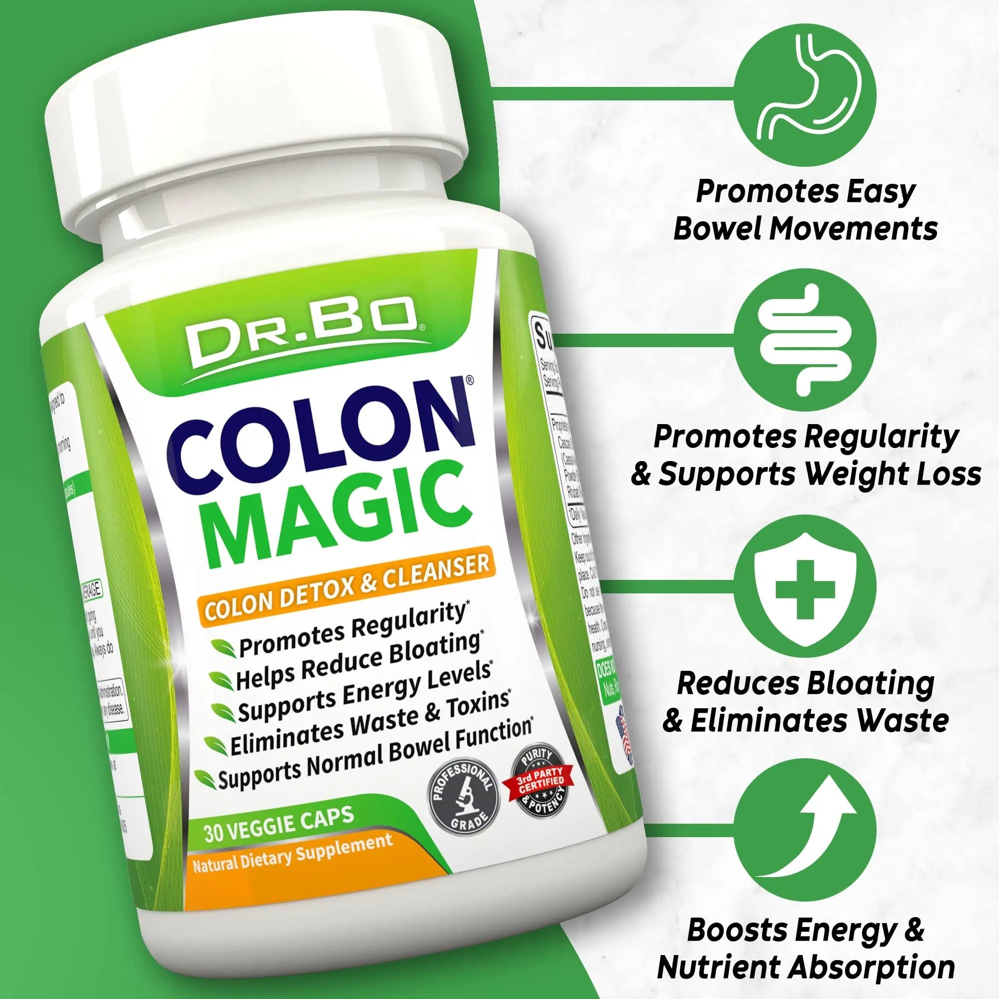 Colon Cleanse Detox Formula - Natural Bowel Cleanser Pills for Intestinal Bloating & Fast Digestive DR. BO Au supplements