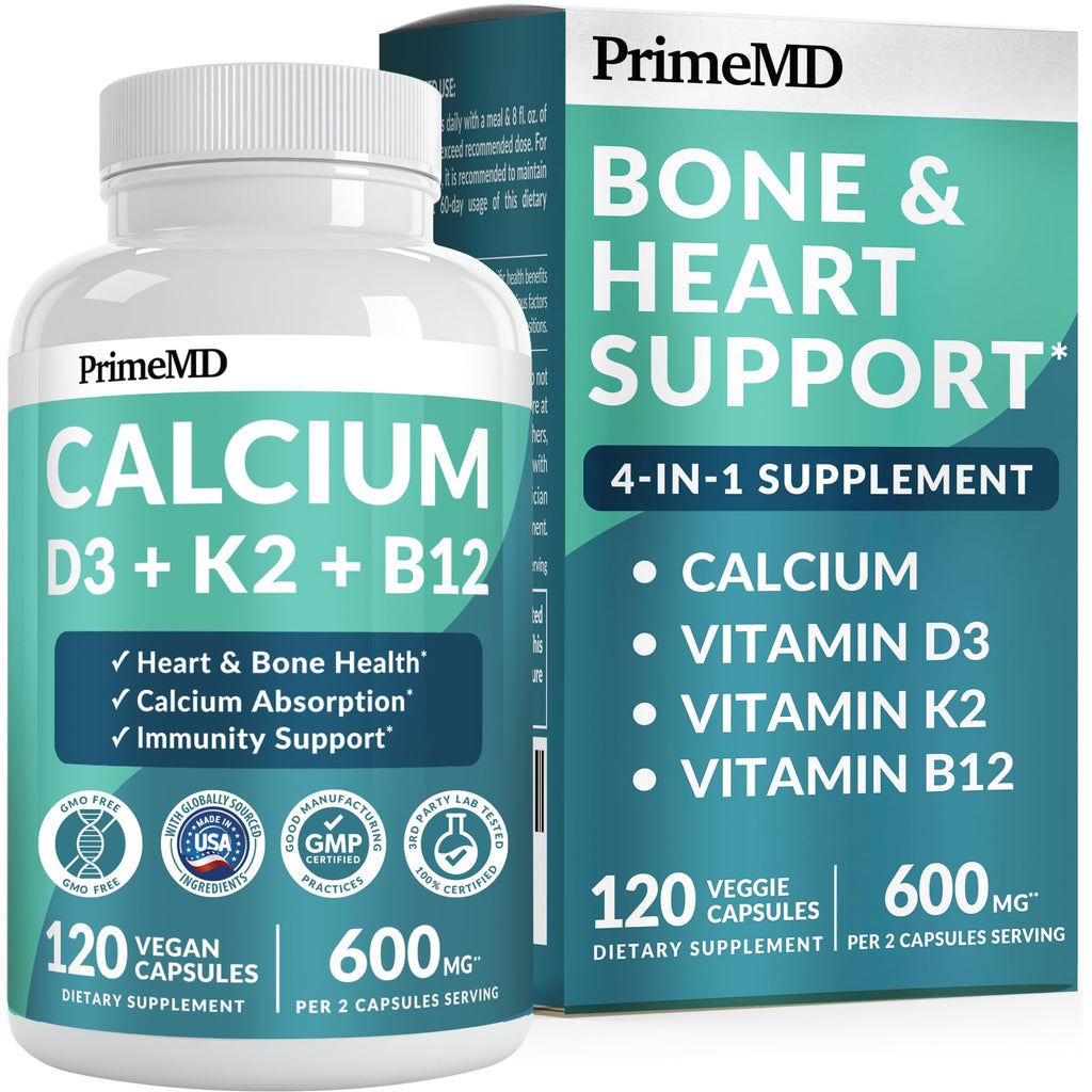 4-in-1 Calcium Supplements for Women & Men - Calcium Citrate with D3 K2 Vitamin 5000 IU - Calcium 600mg with Vitamin D3 K2 - Everyday Vitality Supplement -
