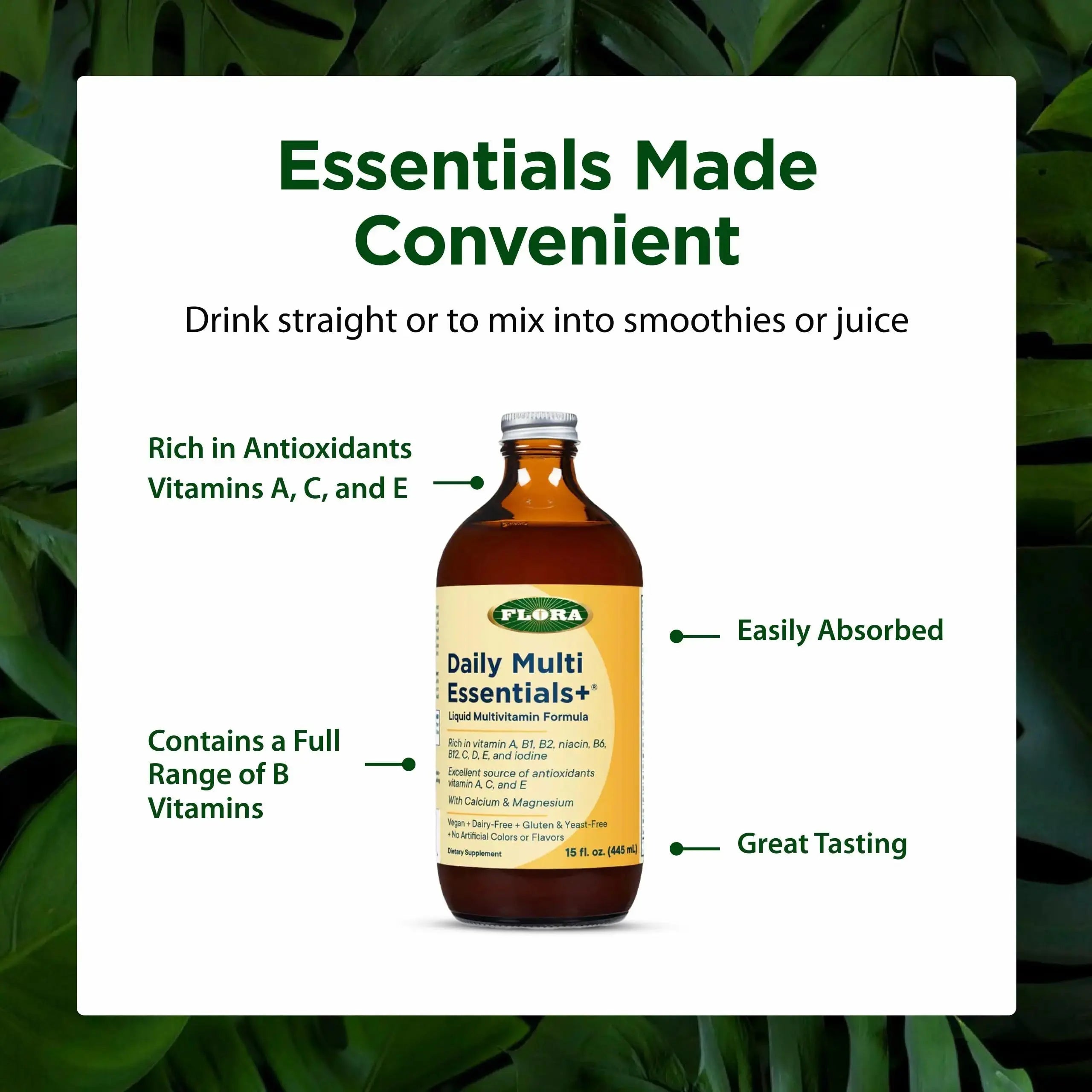 Flora - Daily Multi Essentials+, Liquid Multivitamin Formula, 13 Essential Vitamins & Minerals, 15 Fl Oz Flora Au supplements