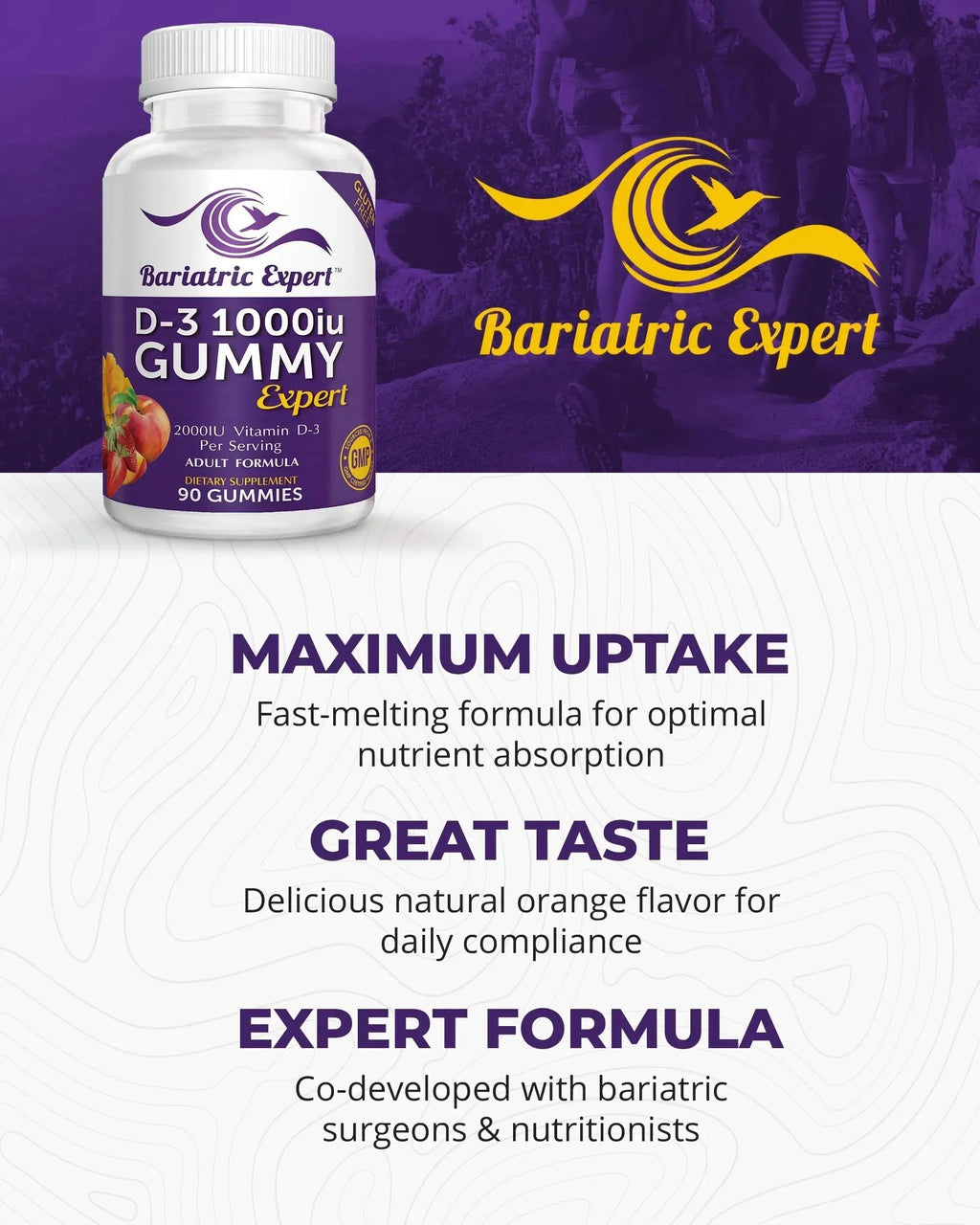 Bariatric Expert D3 Vitamin – Fast-Melting Dietary Supplement for Adults Post Bariatric Surgery, 90 Count Bariatric Food Expert Au supplements
