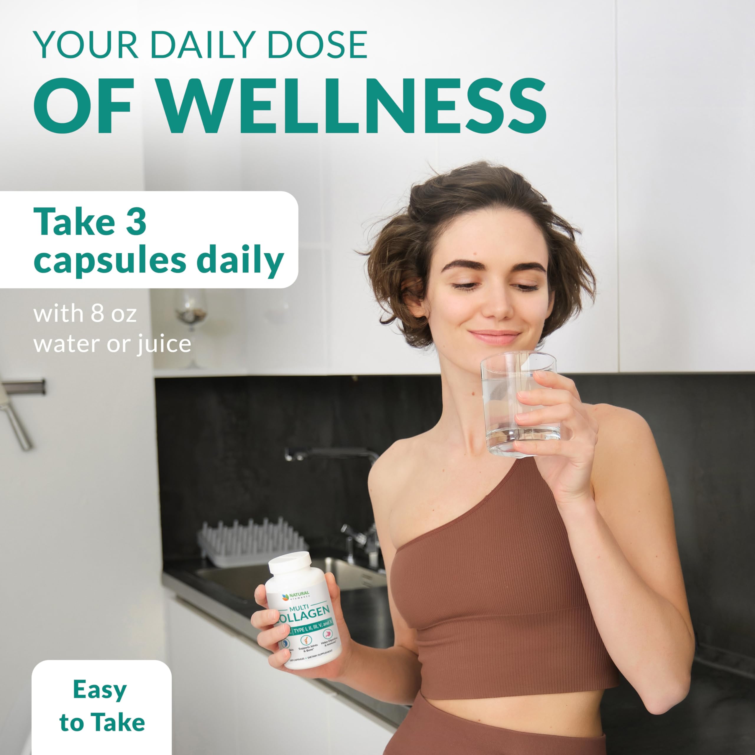 Multi Collagen 180 Protein Capsules - Type I, II, III, V, X Collagen Pills - Proprietary Blend of Eggshell, Chicken, Wild Fish & Grass-Fed