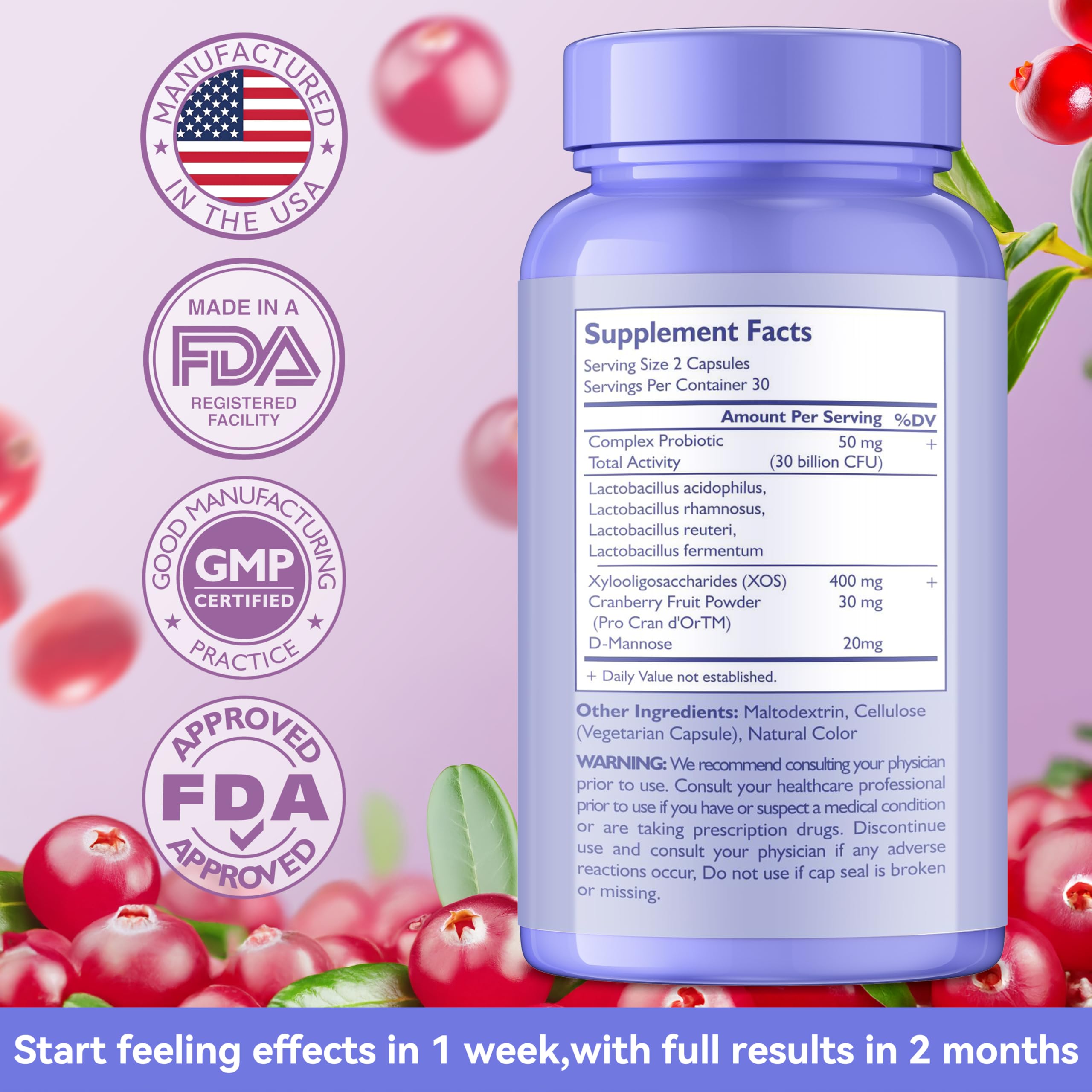 AnFamer Vaginal Probiotics for Women Female,Promotes Ph Balance,Healthy Vaginal Odor & Flora,Urinary Tract Health with Prebiotics & Lactobacillus Probiotic