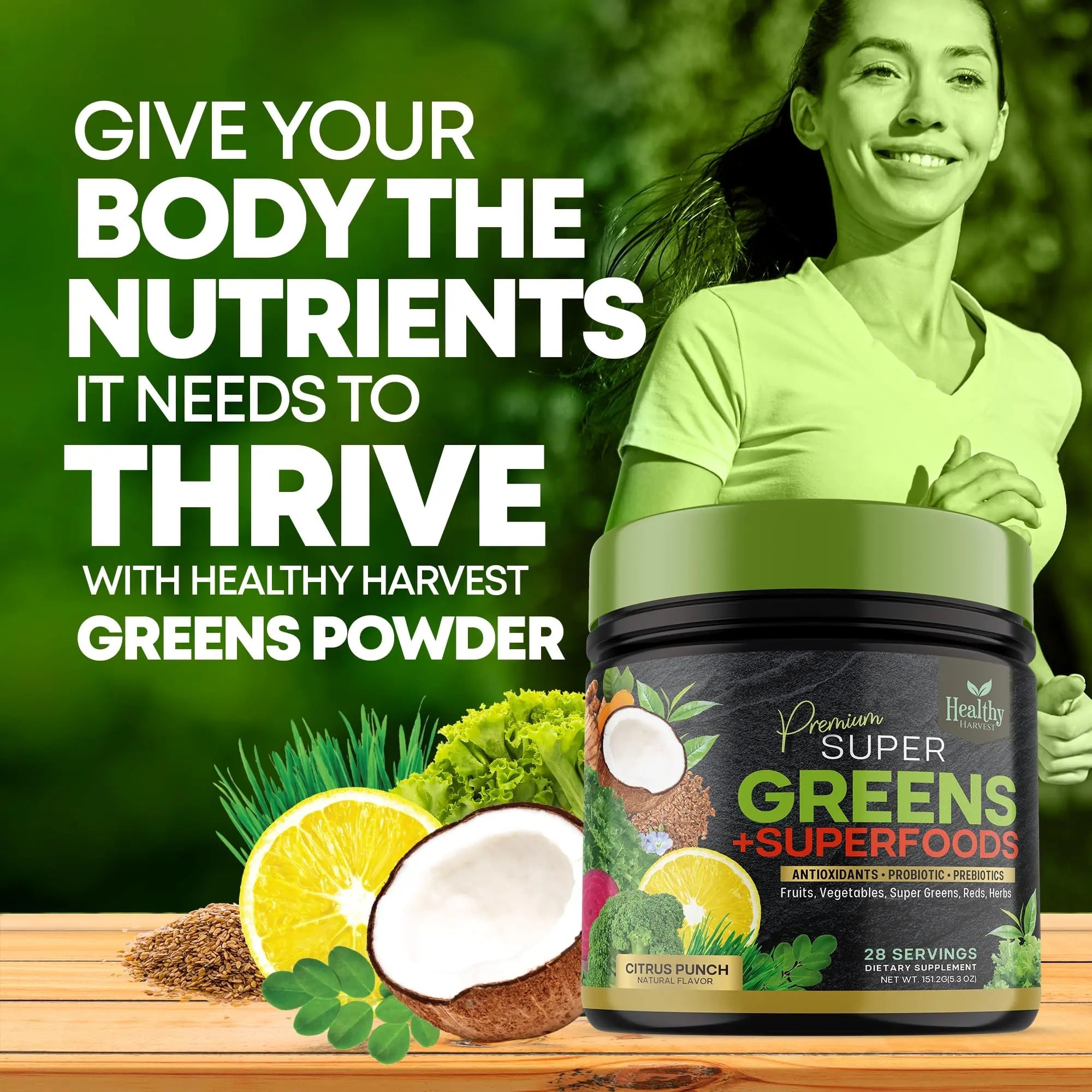 Greens Powder Superfood Supplement - Super Green Reds Smoothie Mix Blend with Spirulina Healthy Harvest Nutrition Au supplements