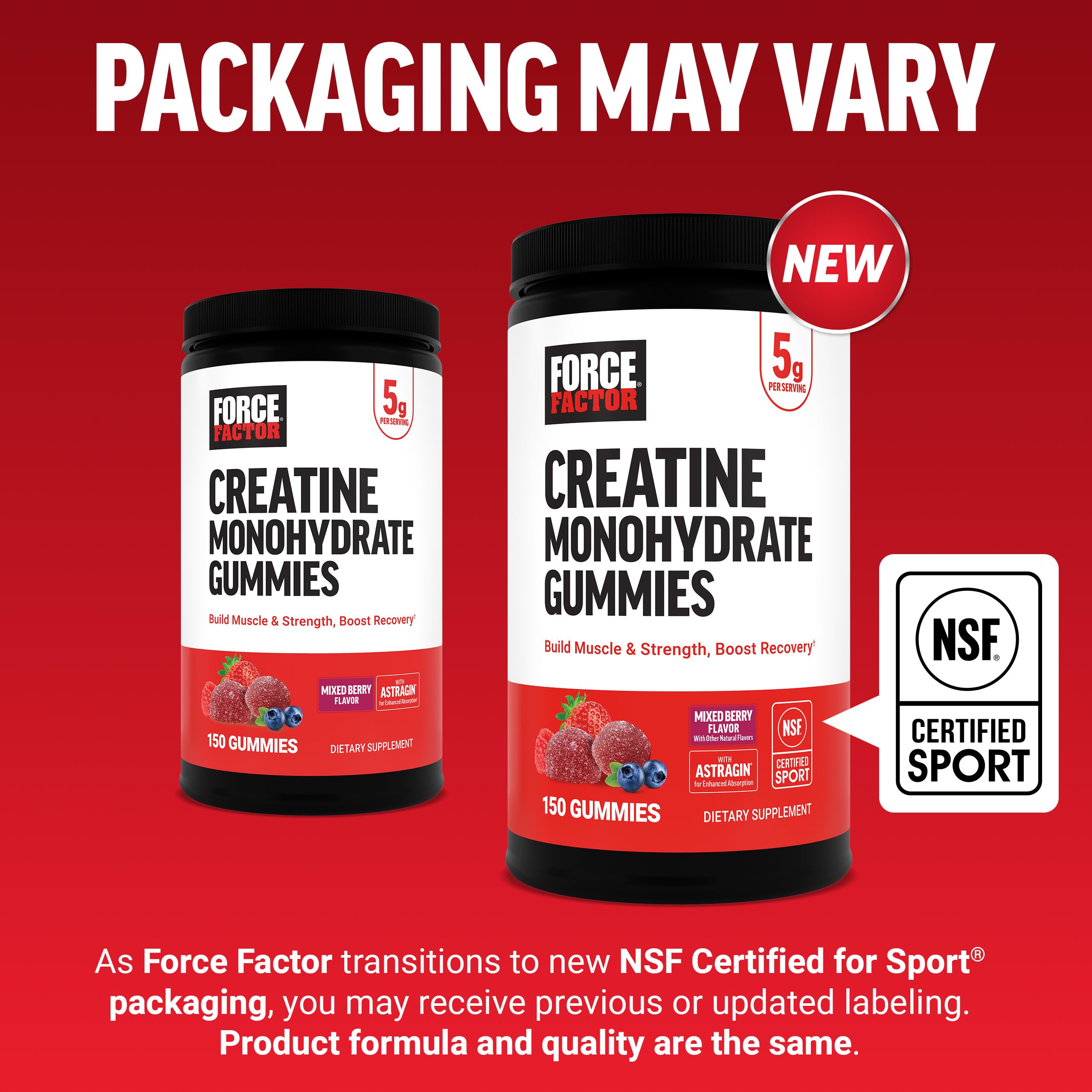 Force Factor Creatine Monohydrate Gummies, NSF Certified, 5g Dose for Men & Women to Support Muscle, Strength, Recovery, Cognitive Health & Memory, Mixed Berry, 150 Gummies Force Factor Au supplements