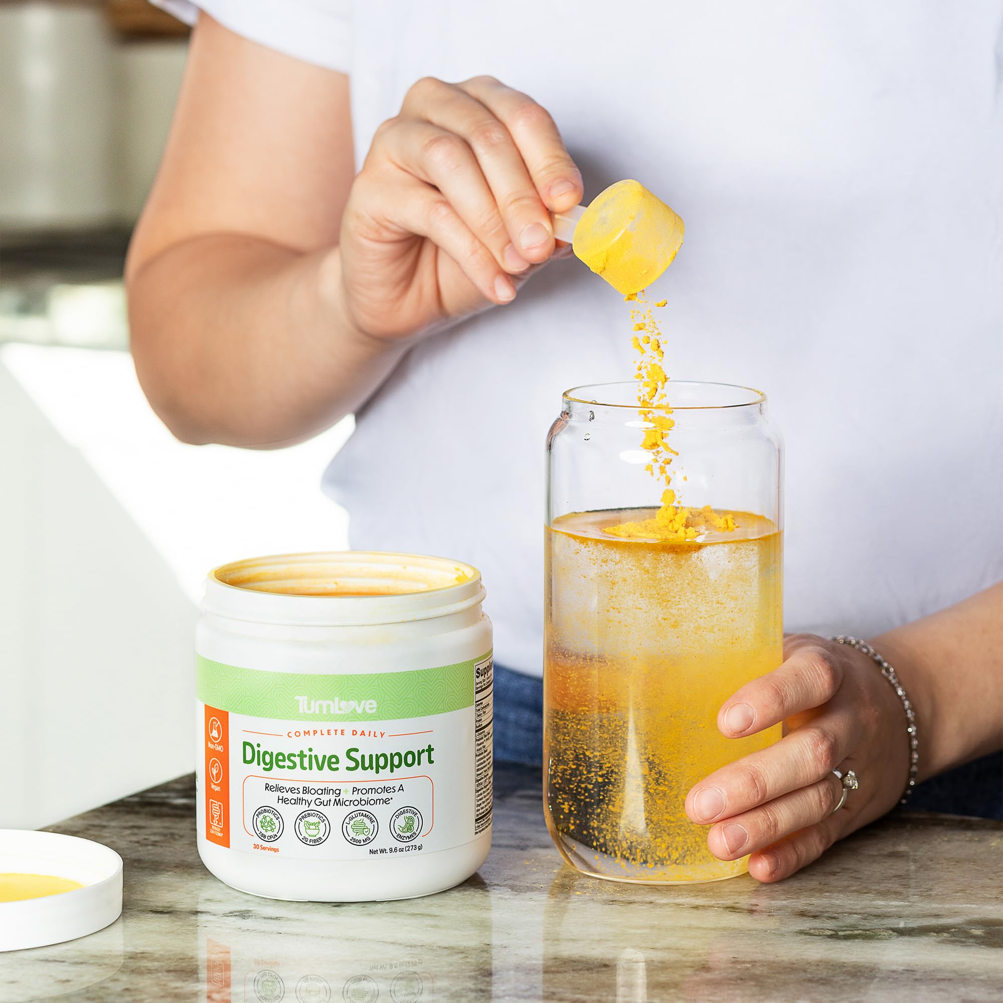 TumLove IBS Relief & Digestive Support Powder – Low FODMAP Certified, Probiotics, Prebiotics, Digestive Enzymes, L-Glutamine & 5 Soothing Herbs