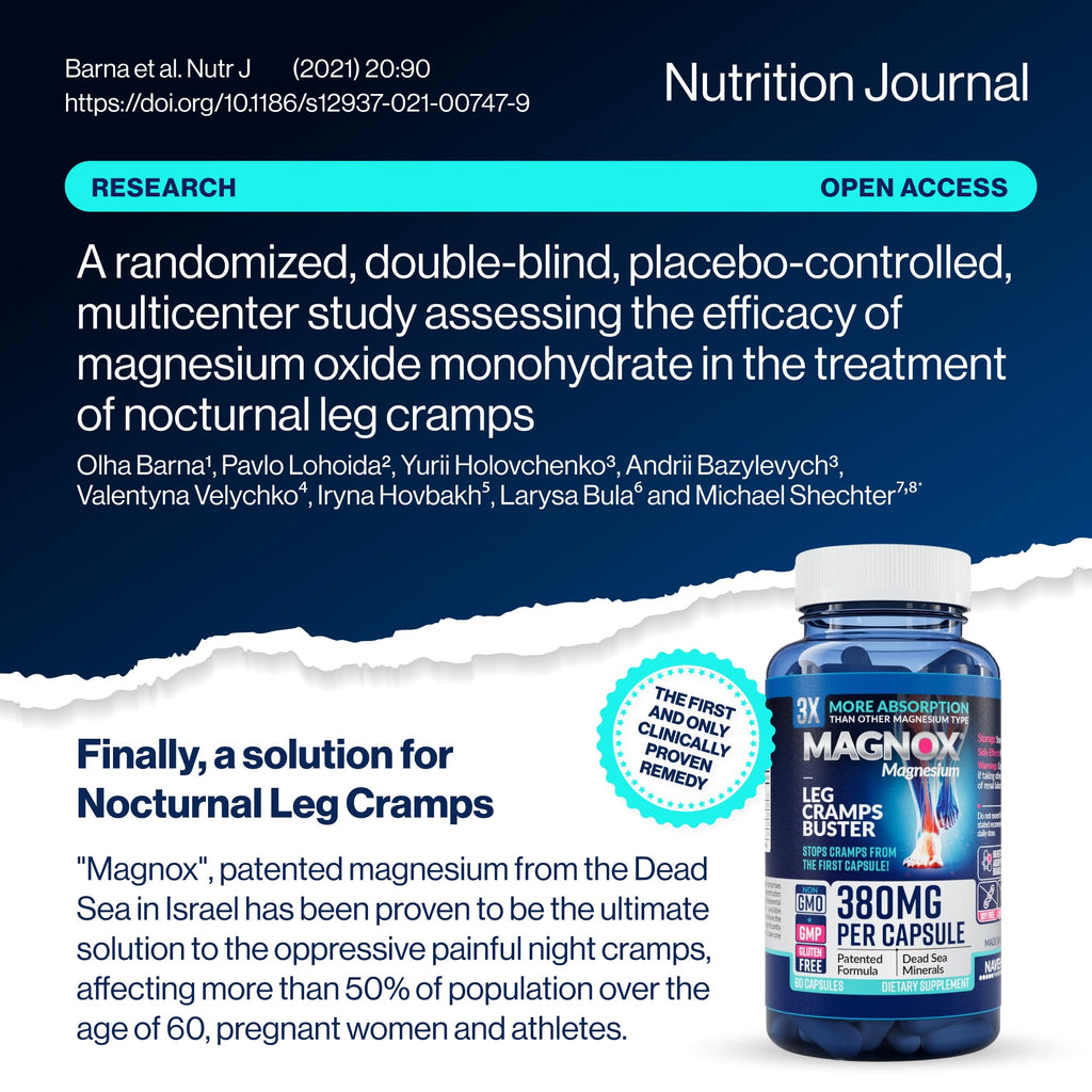 MAGNOX® Buster | Patented Clinically Tested 380mg Magnesium Supplement for Spasms & Leg Cramps at Night | One Capsule a Day for Almost Full Dosage | 3X More Absorption | Dead Sea Minerals (60 Caps) MAGNOX Au supplements