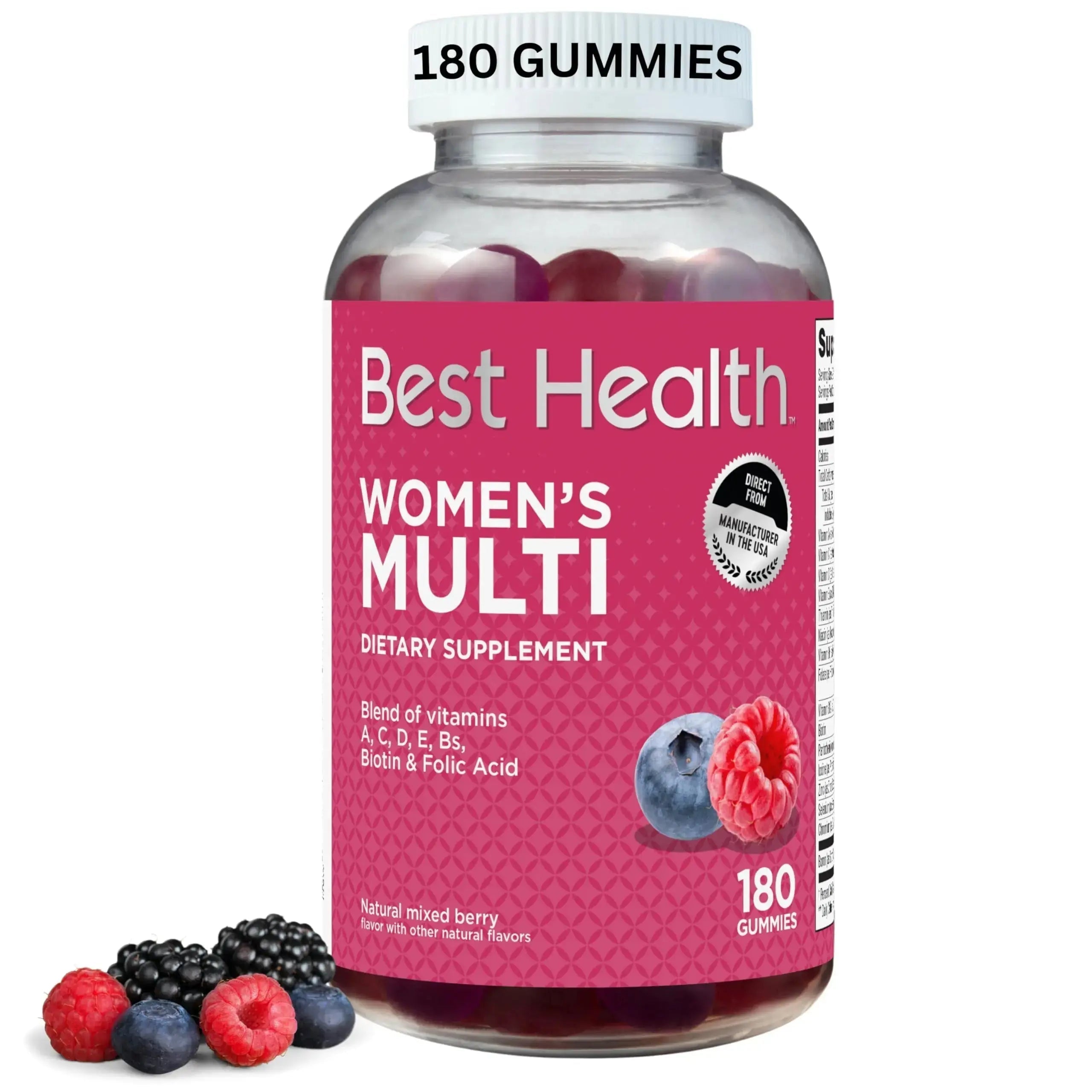 Best Health Women’s Multivitamin Gummies, Multivitamin for Women with Biotin, Folic Acid, Vitamins A,C,D,E,Natural Mixed Berry Flavor (180ct) Best Health Au supplements