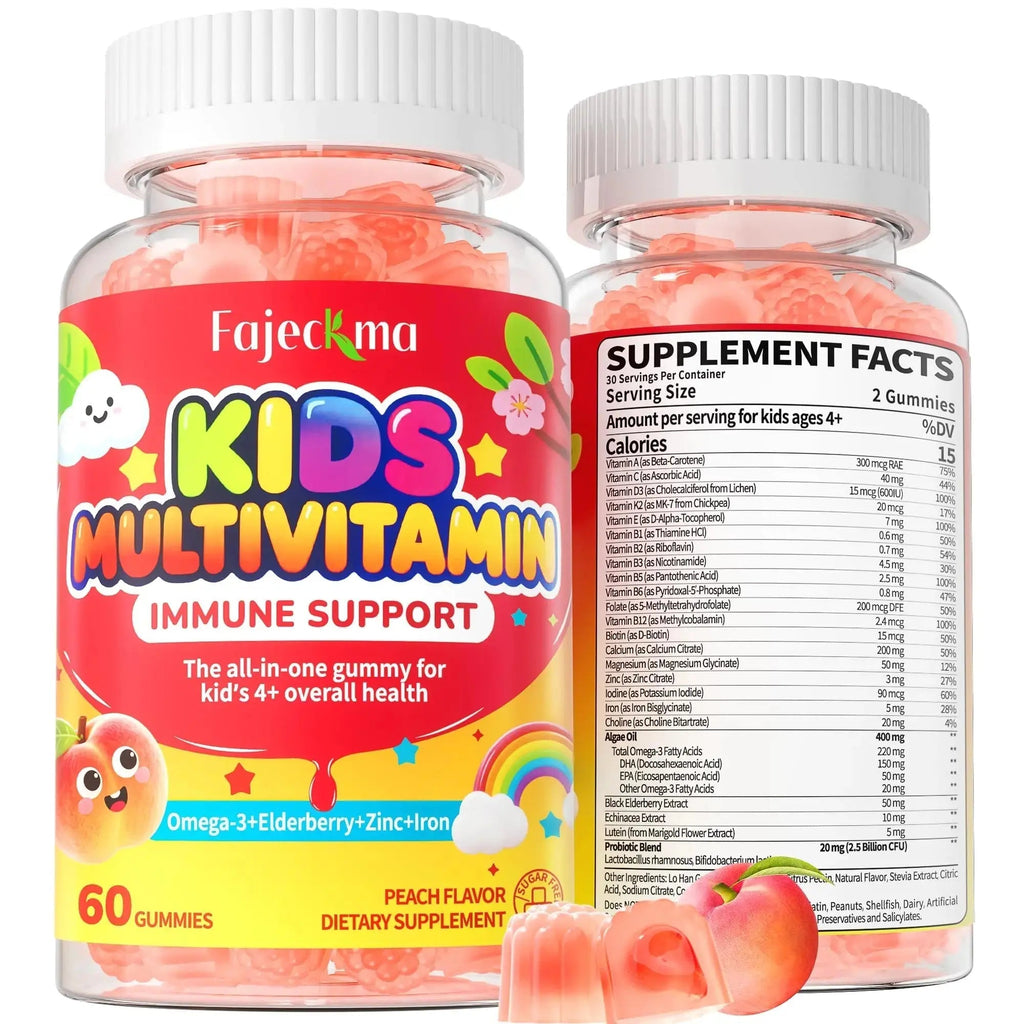 Fajeckma Organic Kids Multivitamin Gummies: Sugar Free Multi Vitamin Gummy with Vitamins D3 Iron Omega Probiotic Elderberry Calcium Zinc Dha Fajeckma Au supplements