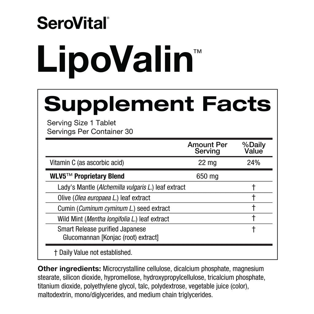 Serovital LipoValin Clinically Validated  Pills for Women Diet Pill, Appetite Suppressant, Stimulant-Free Weight Loss Supplement - 30 Count (30 Tablets)