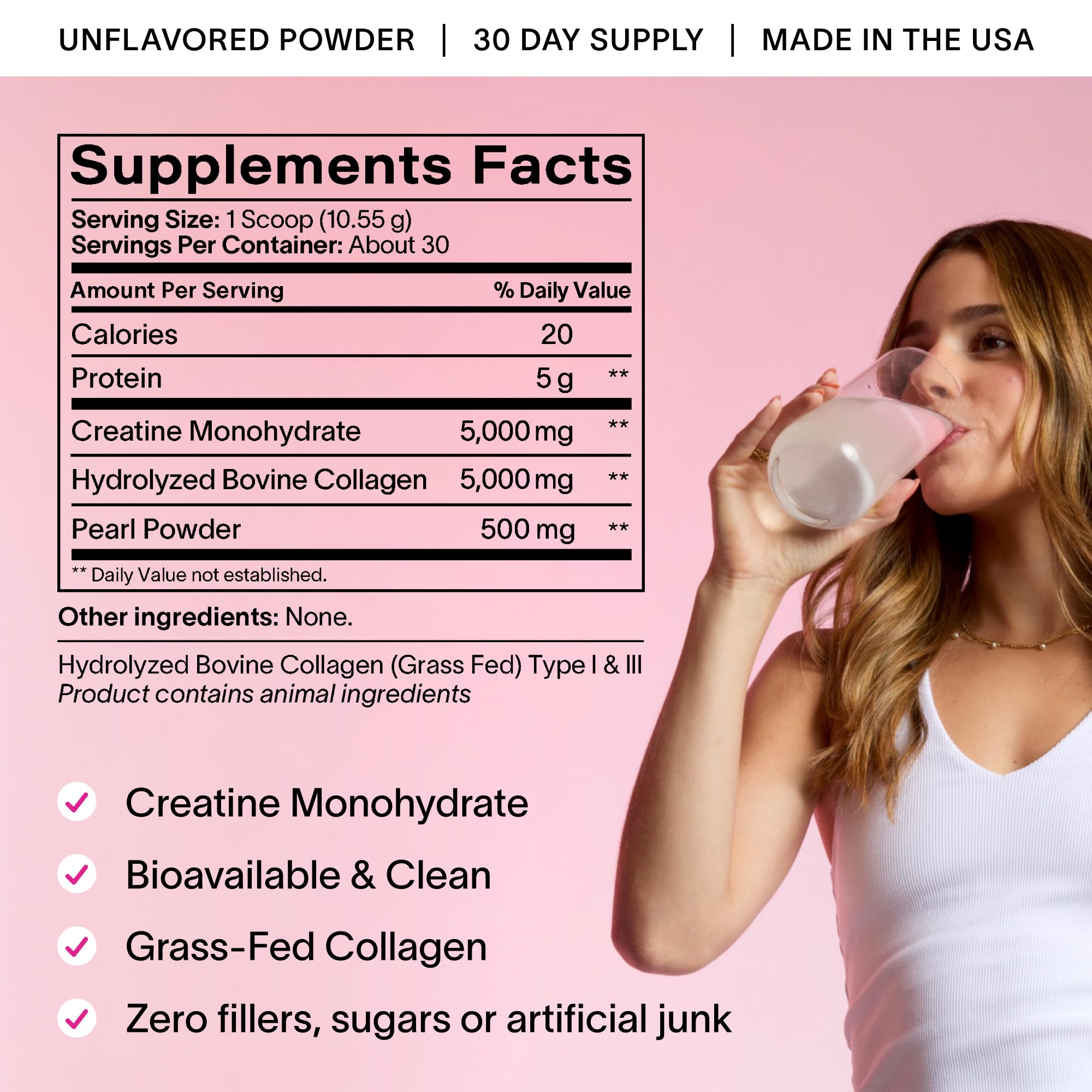 Ladywell Creatine Pearl Complex | 3-in-1 Formula for Women | Creatine Monohydrate, Collagen & Pearl Powder | Supports Energy, Skin Health, Mental Clarity, Metabolism & Lean Muscle | 30 Servings Ladywell Au supplements