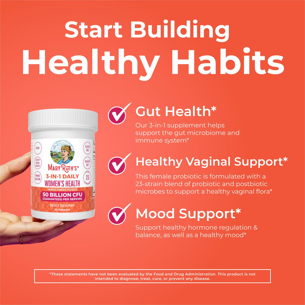 MARYRUTH'S 3-in-1 Daily Health Probiotics for Women | Hormone Support & Gut Health Supplement for Women | Women’s Probiotic
