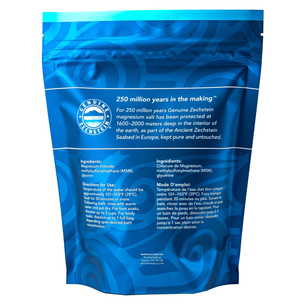 Ancient Minerals Magnesium Bath Flakes Ultra with OptiMSM – Pure Zechstein Magnesium Chloride and Organic Sulfur Bath Salts,