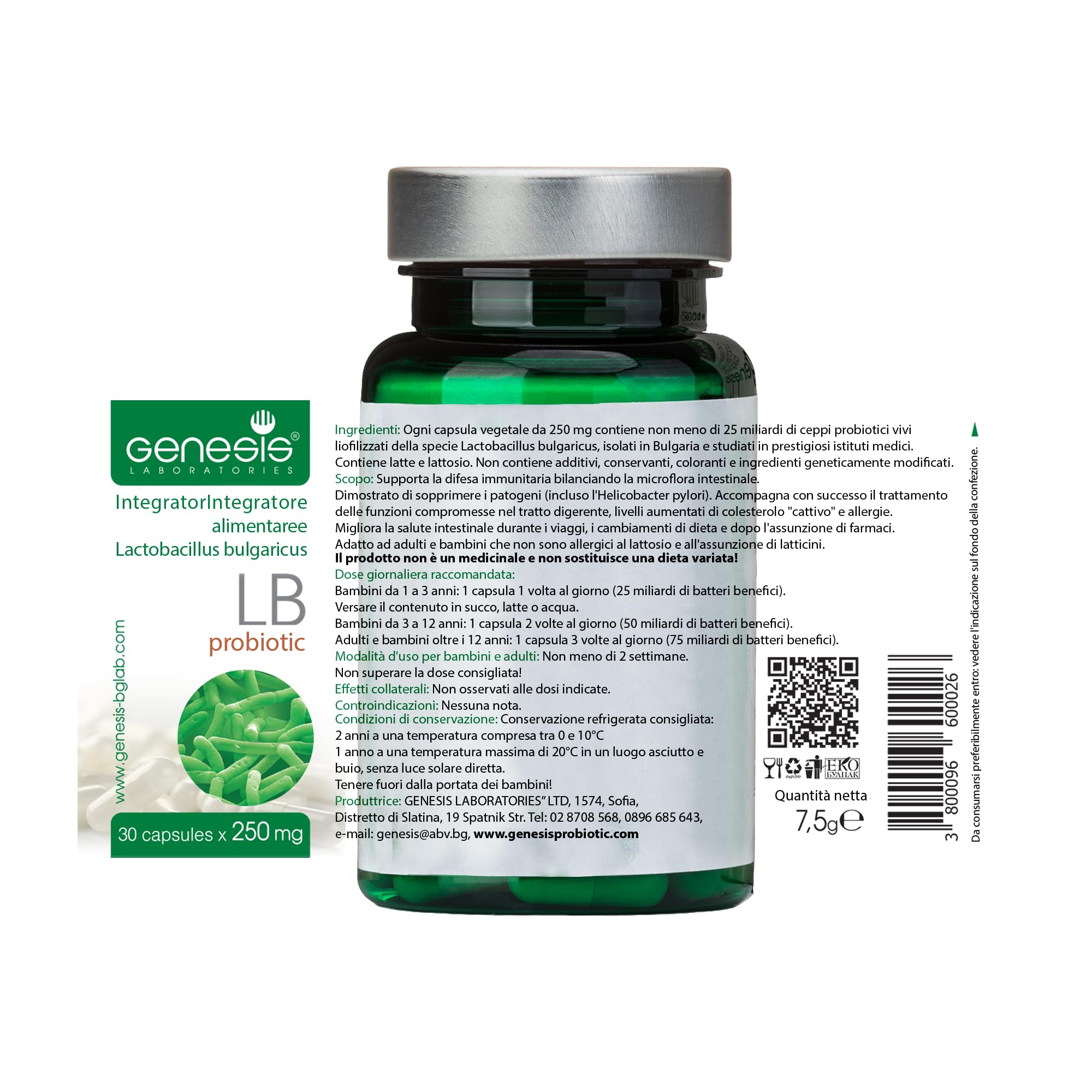 Probiotic Lactobacillus Supplement 30 Capsules with Lactobacillus Bulgaricus 250 mg Probiotic Digestive Immune Support Gut Health Probiotics for Digestive Health Anti Bloating Genesis LABORATORIES Au supplements