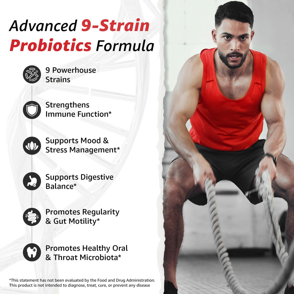 10X Health Probiotics for Men - 60 Capsules Immune Support Supplement & Probiotics for Digestive Health with Lactobacillus Rhamnosus,