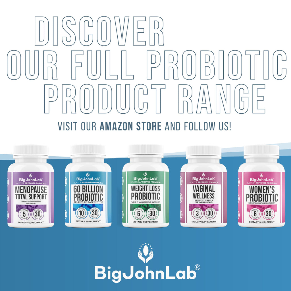 BIGJOHNLAB® - Menopause Total Support – Advanced Probiotic Formula with 5 Strains & 15 Billion CFU, Resveratrol, Black Cohosh, Acacia Fiber, Non-GMO & 100% Vegetarian BIGJOHNLAB Au supplements