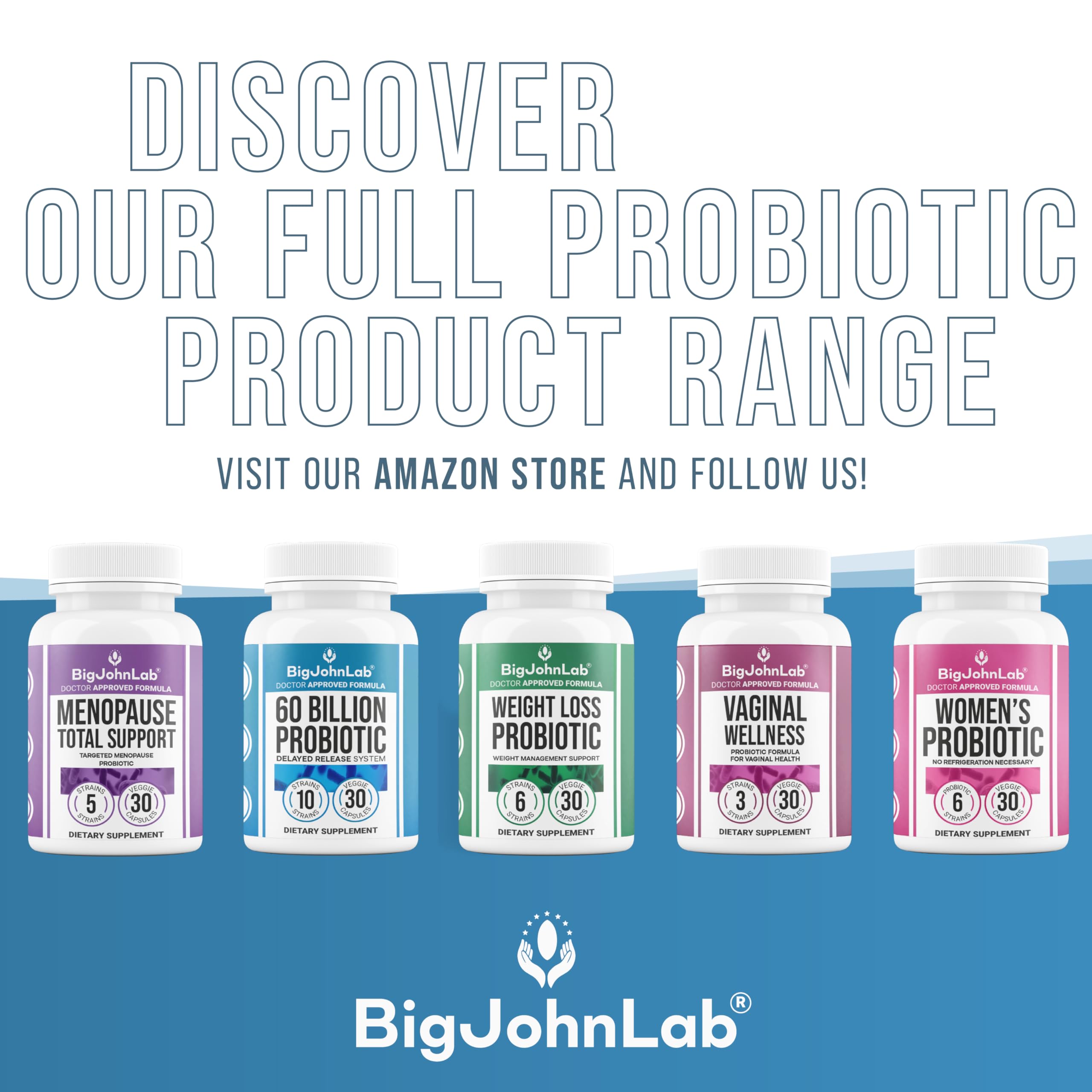 BIGJOHNLAB® - Menopause Total Support – Advanced Probiotic Formula with 5 Strains & 15 Billion CFU, Resveratrol, Black Cohosh, Acacia Fiber, Non-GMO & 100% Vegetarian BIGJOHNLAB Au supplements