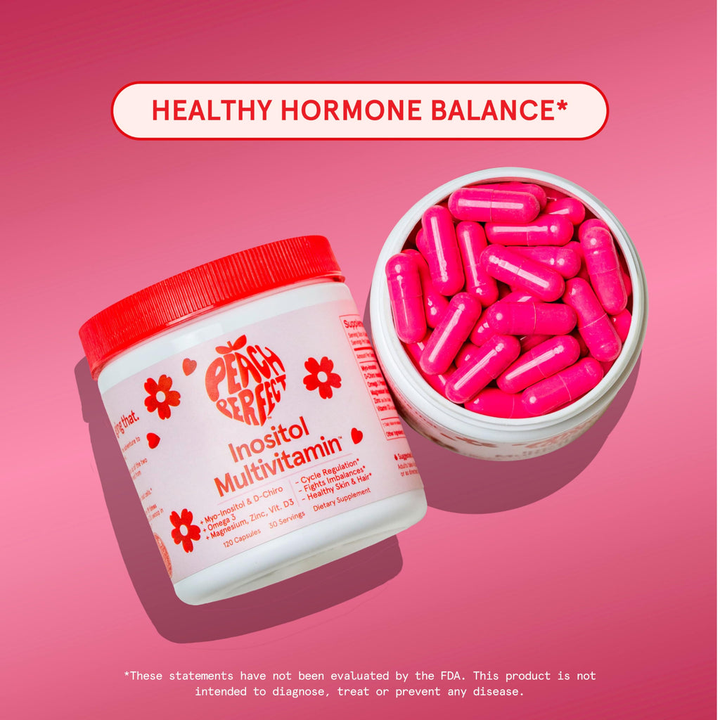 Peach Perfect Inositol Multivitamin – Myo-Inositol & D-Chiro 40:1 Blend, Omega-3, Vitamin D3, Magnesium, Zinc – Supports Women’s Health, Mood, Energy, Supplement – 30 SVG Peach Perfect Au supplements